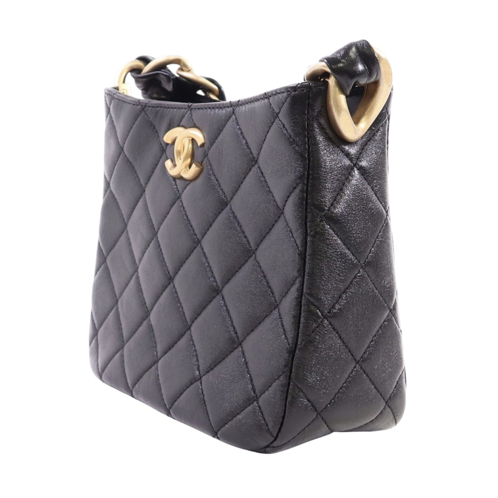 CHANEL 【激減優惠】羊皮皮革Hobo Bag金扣鏈帶肩背袋