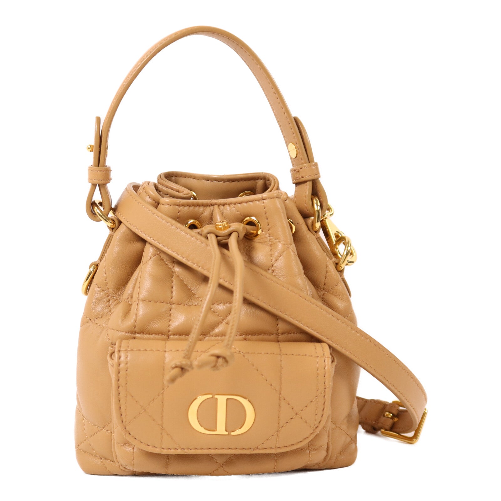 Dior 牛皮皮革Nano Caro Bucket Bag金扣手挽肩背兩用袋