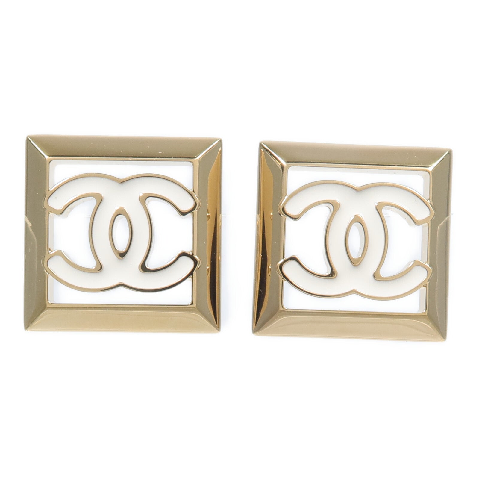 CHANEL 金屬Square Coco Mark Earrings耳環