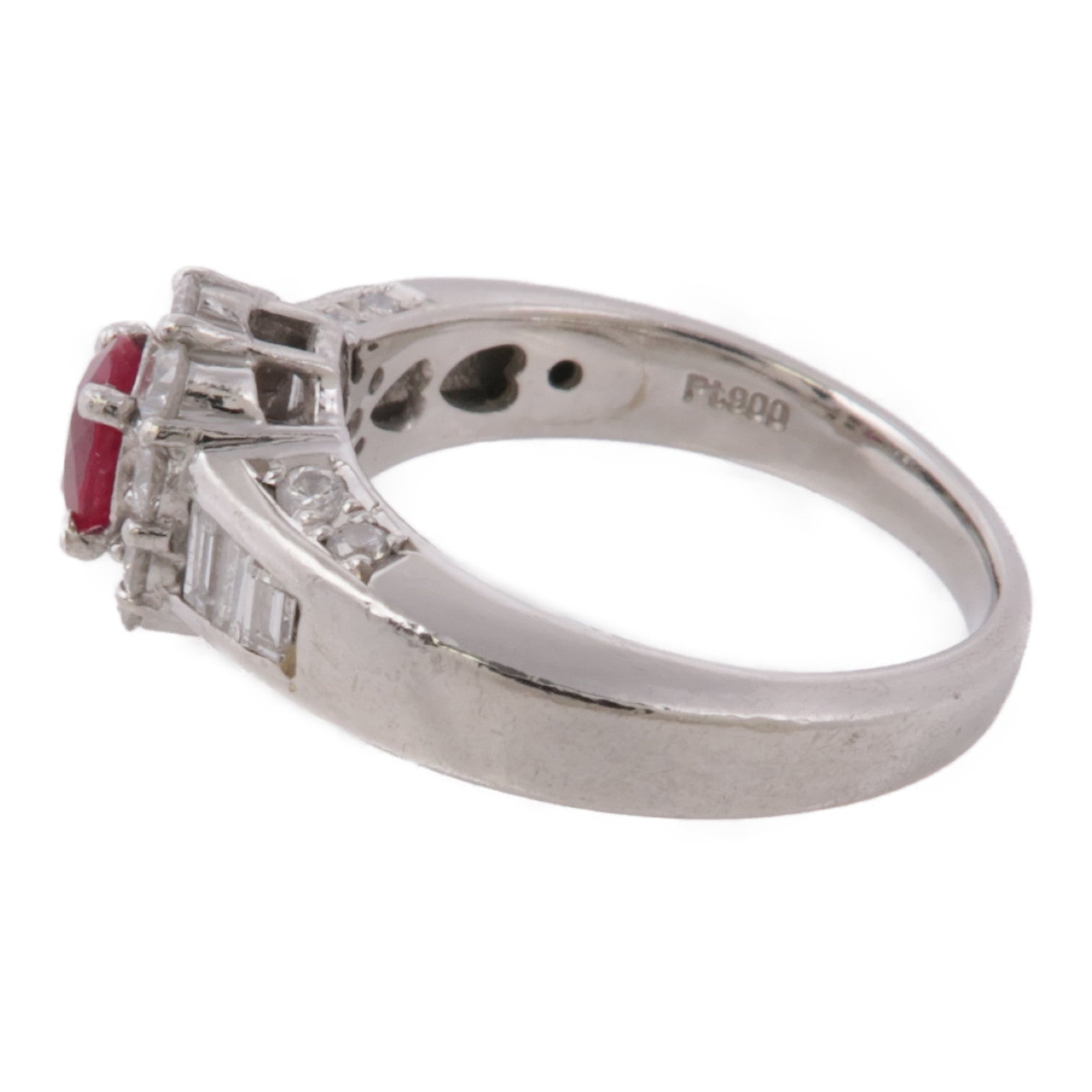 JEWELRY PT900鉑金Ruby/Diamond Ring紅寶石/鑽石戒指US#6
