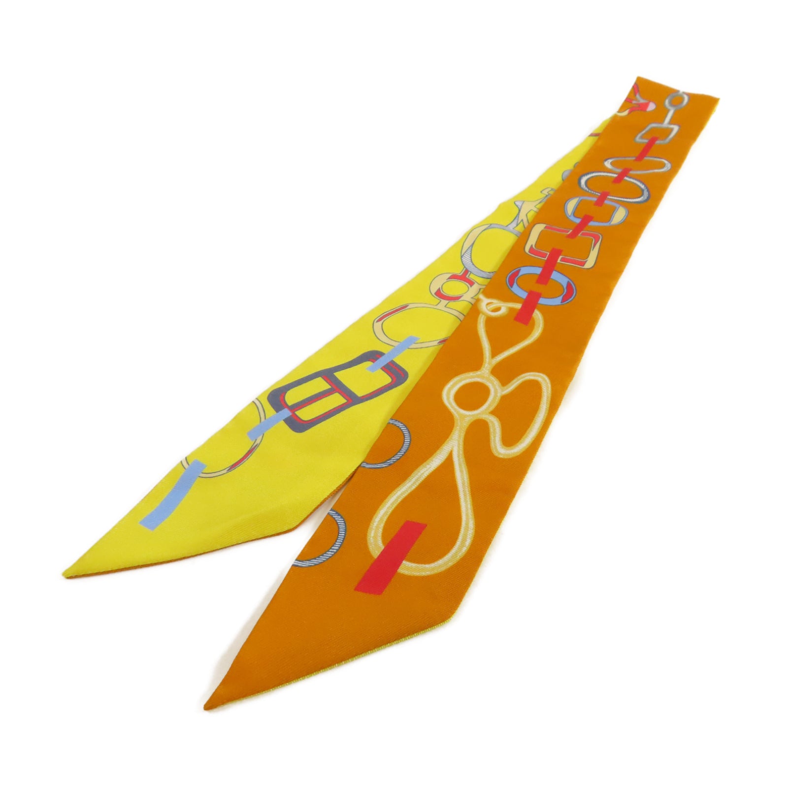 HERMES 【激減優惠】絲質Twilly絲巾黃色/橙色