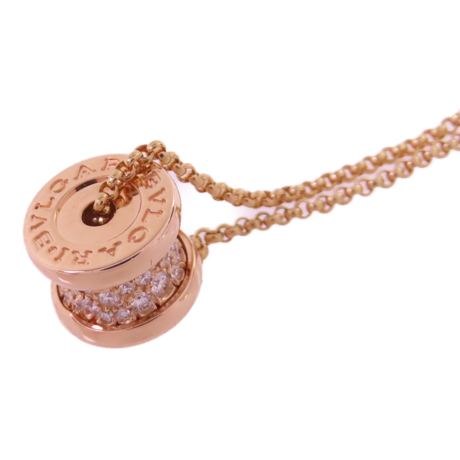 BVLGARI 18K玫瑰金/鑽石B.Zero1 Diamond Necklace金扣項鏈