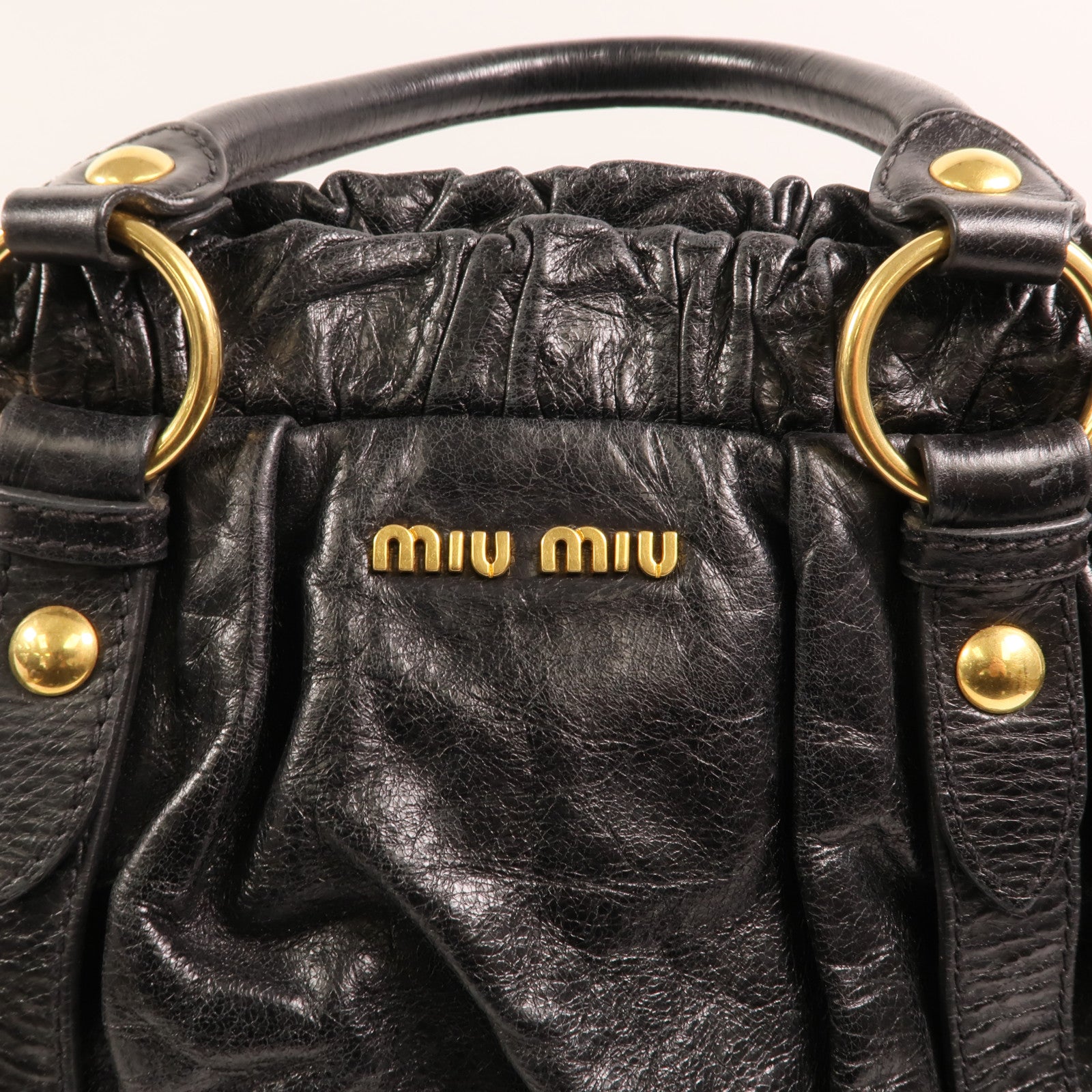 Miu Miu 牛皮皮革2 Way Shoulder金扣手挽肩背兩用袋
