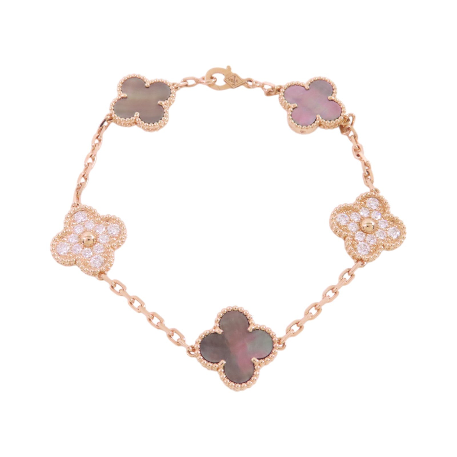 Van Cleef & Arpels 18K玫瑰金/鑽石/珍珠母Vintage Alhambra Bracelet手鏈