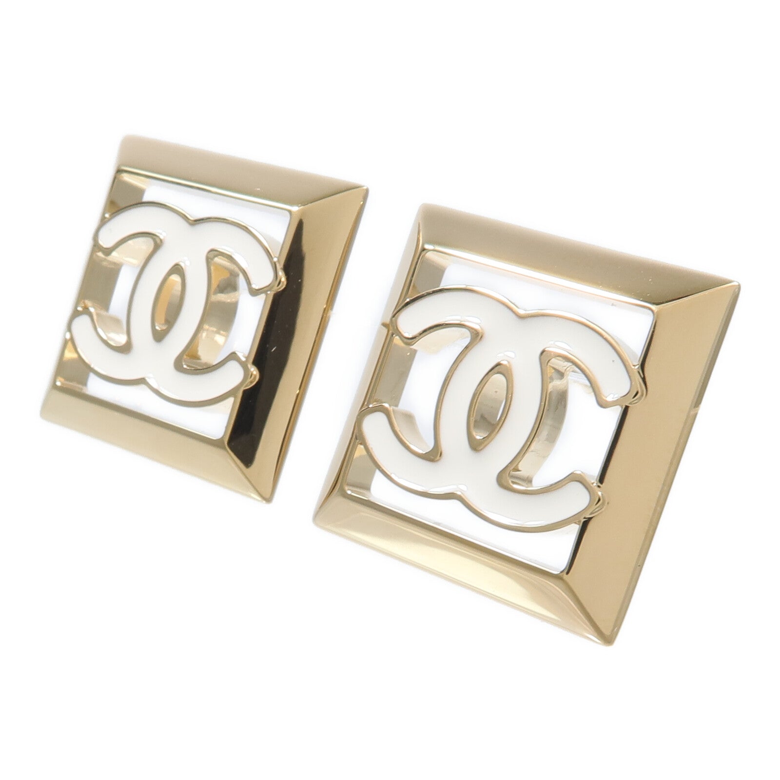 CHANEL 金屬Square Coco Mark Earrings耳環