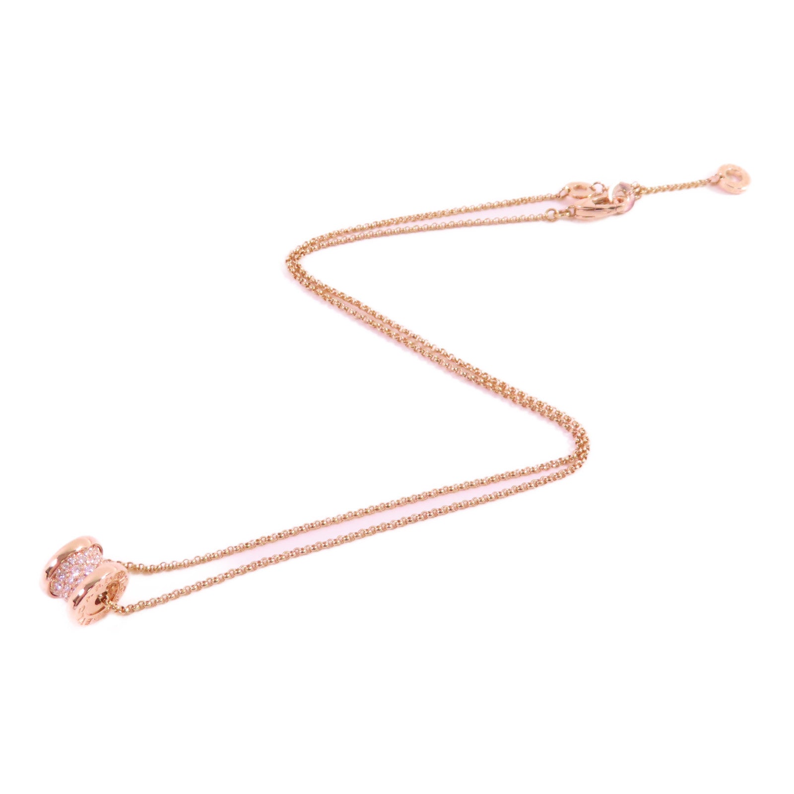 BVLGARI 18K玫瑰金/鑽石B.Zero1 Diamond Necklace金扣項鏈