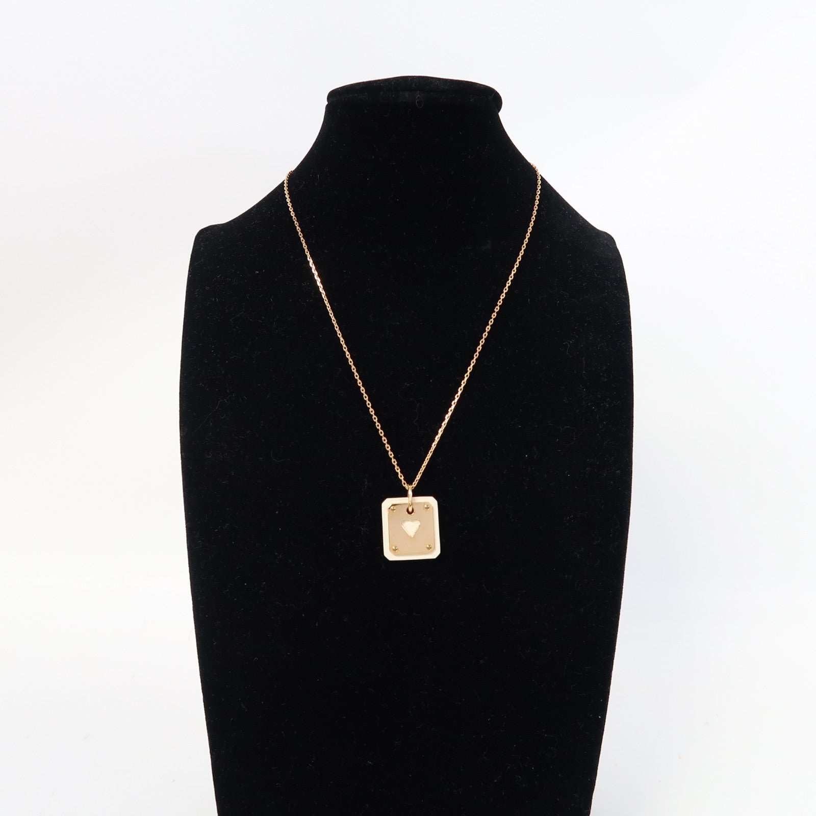 HERMES Swift皮革/金屬As De Coeur Pendant項鍊金色