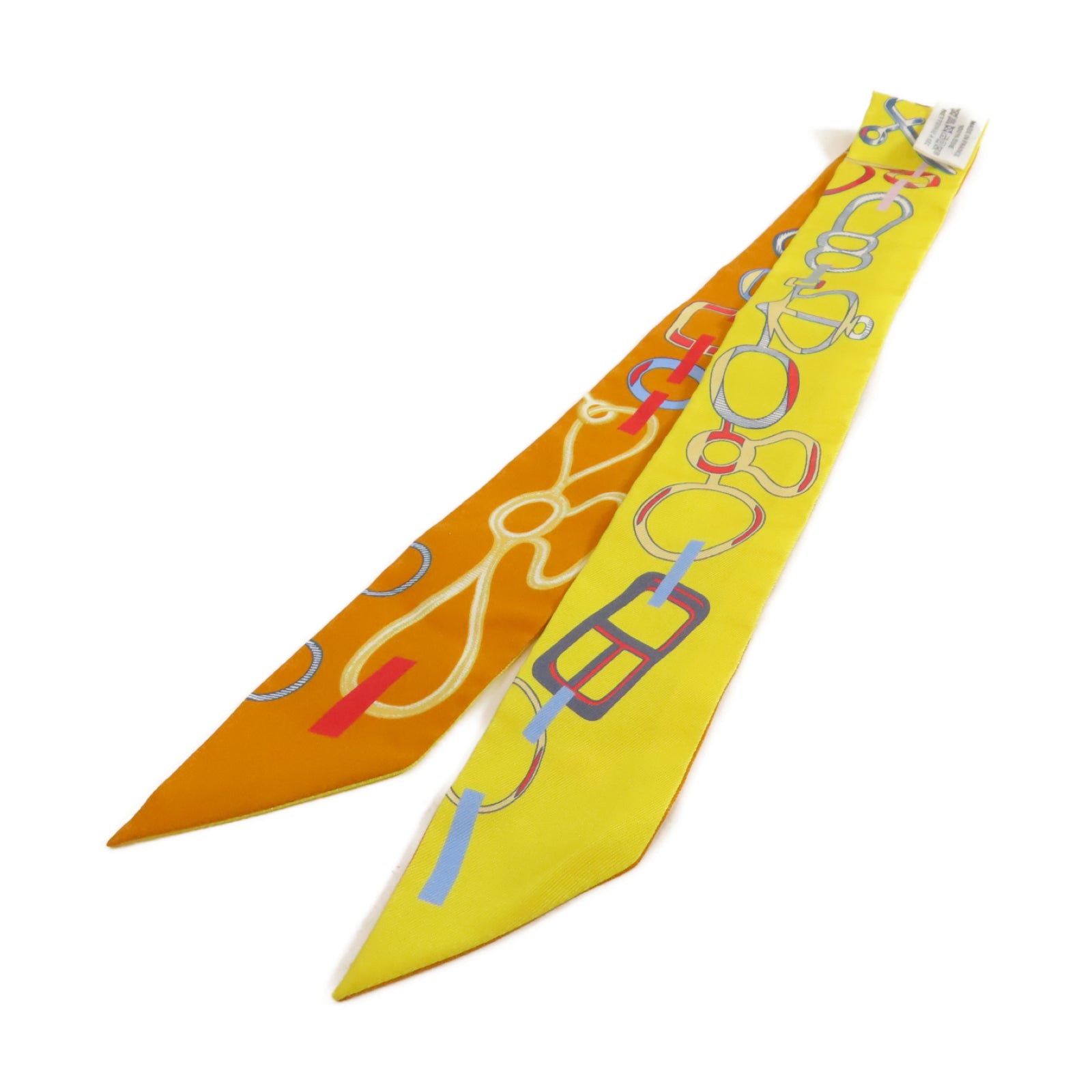 HERMES 【激減優惠】絲質Twilly絲巾黃色/橙色