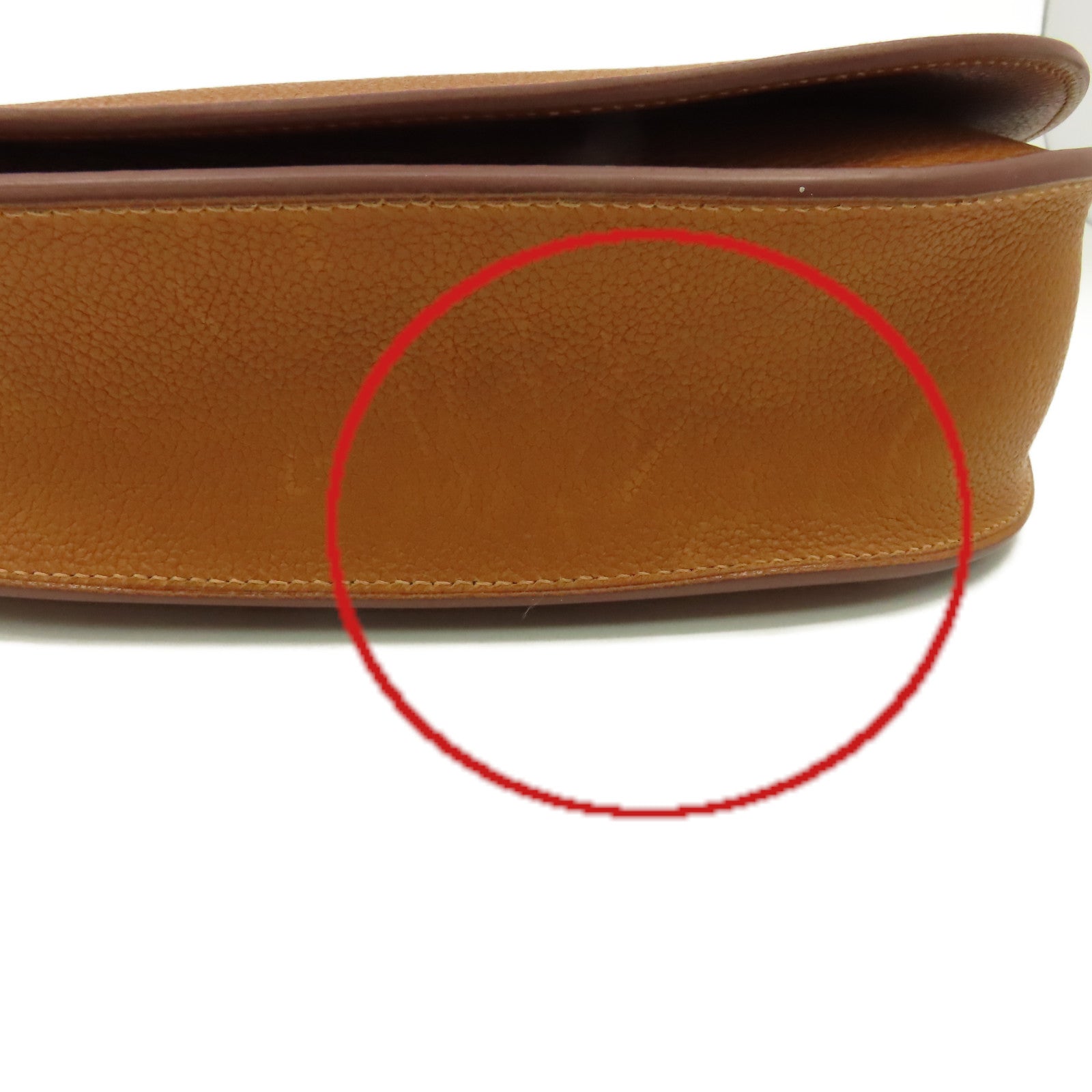 HERMES Clemence皮革Sac Saut Shoulder Bag金扣肩背袋經典駝色