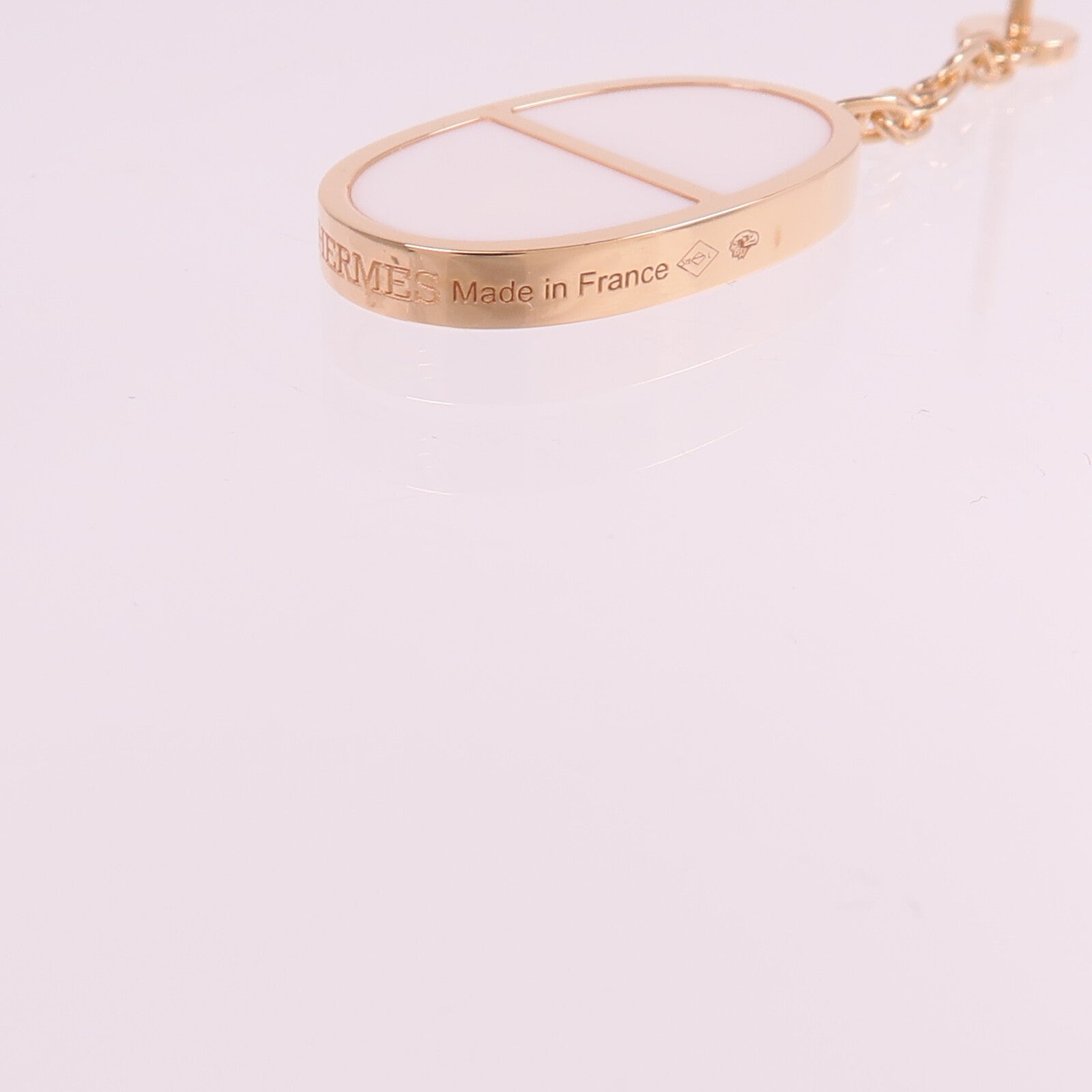 HERMES 18K玫瑰金/陶瓷Chaine d'ancre Verso Earrings耳環