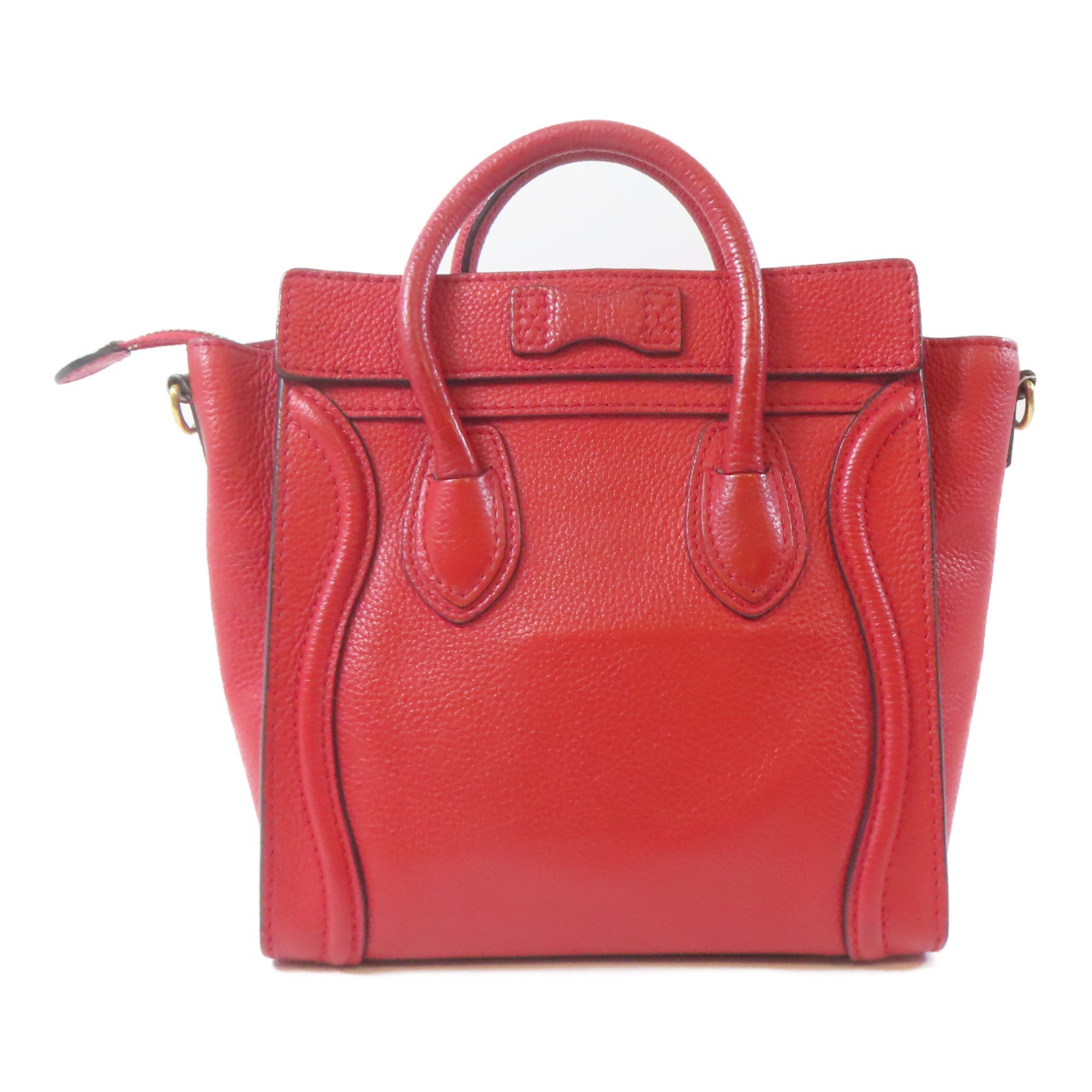 CELINE 牛皮皮革Luggage金扣手挽肩背兩用袋紅色