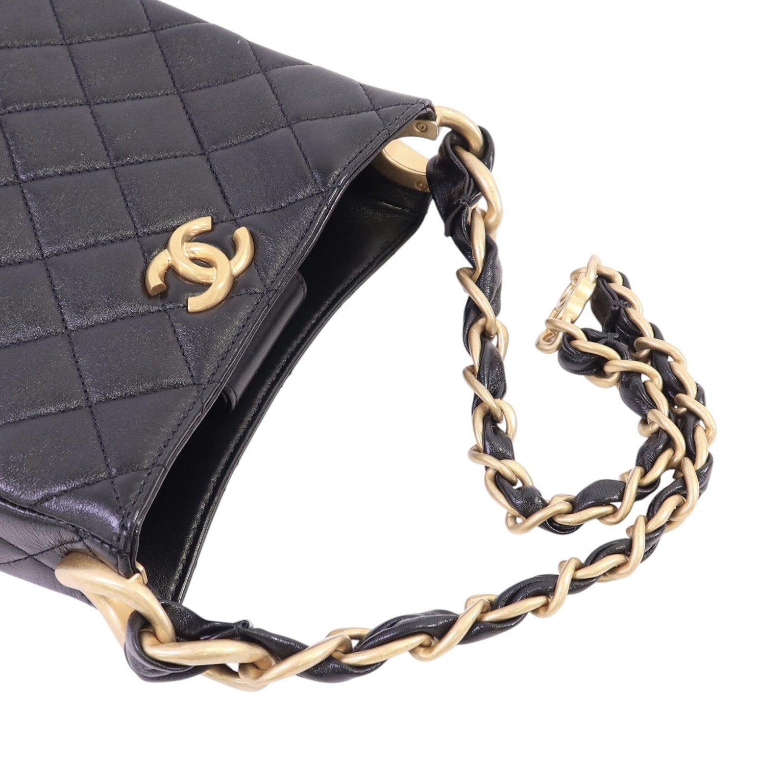 CHANEL 【激減優惠】羊皮皮革Hobo Bag金扣鏈帶肩背袋
