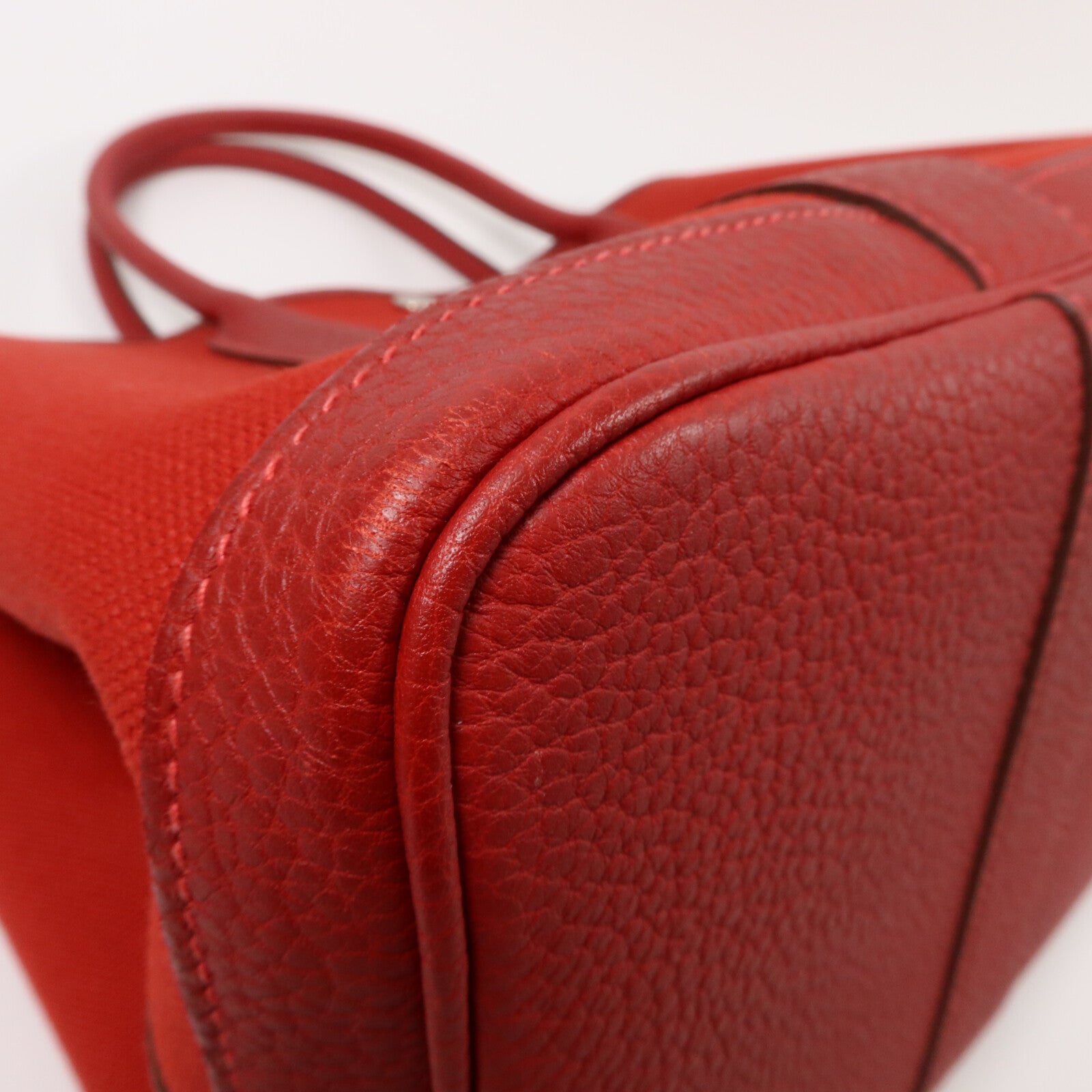 HERMES 帆布GardenParty PM手挽袋Rough Grenat