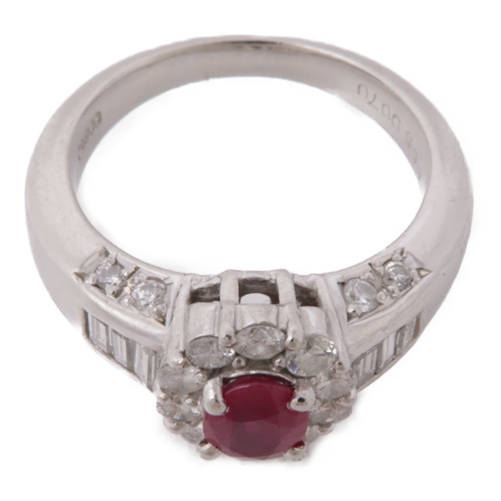 JEWELRY PT900鉑金Ruby/Diamond Ring紅寶石/鑽石戒指US#6