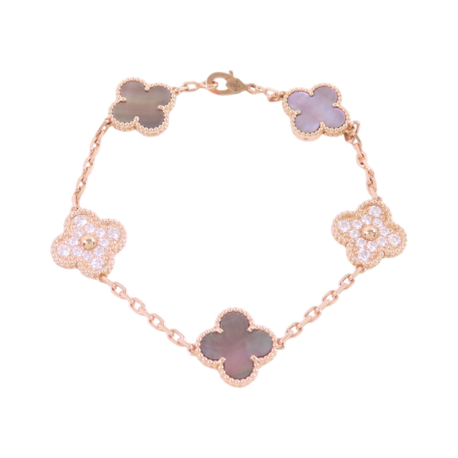 Van Cleef & Arpels 18K玫瑰金/鑽石/珍珠母Vintage Alhambra Bracelet手鏈