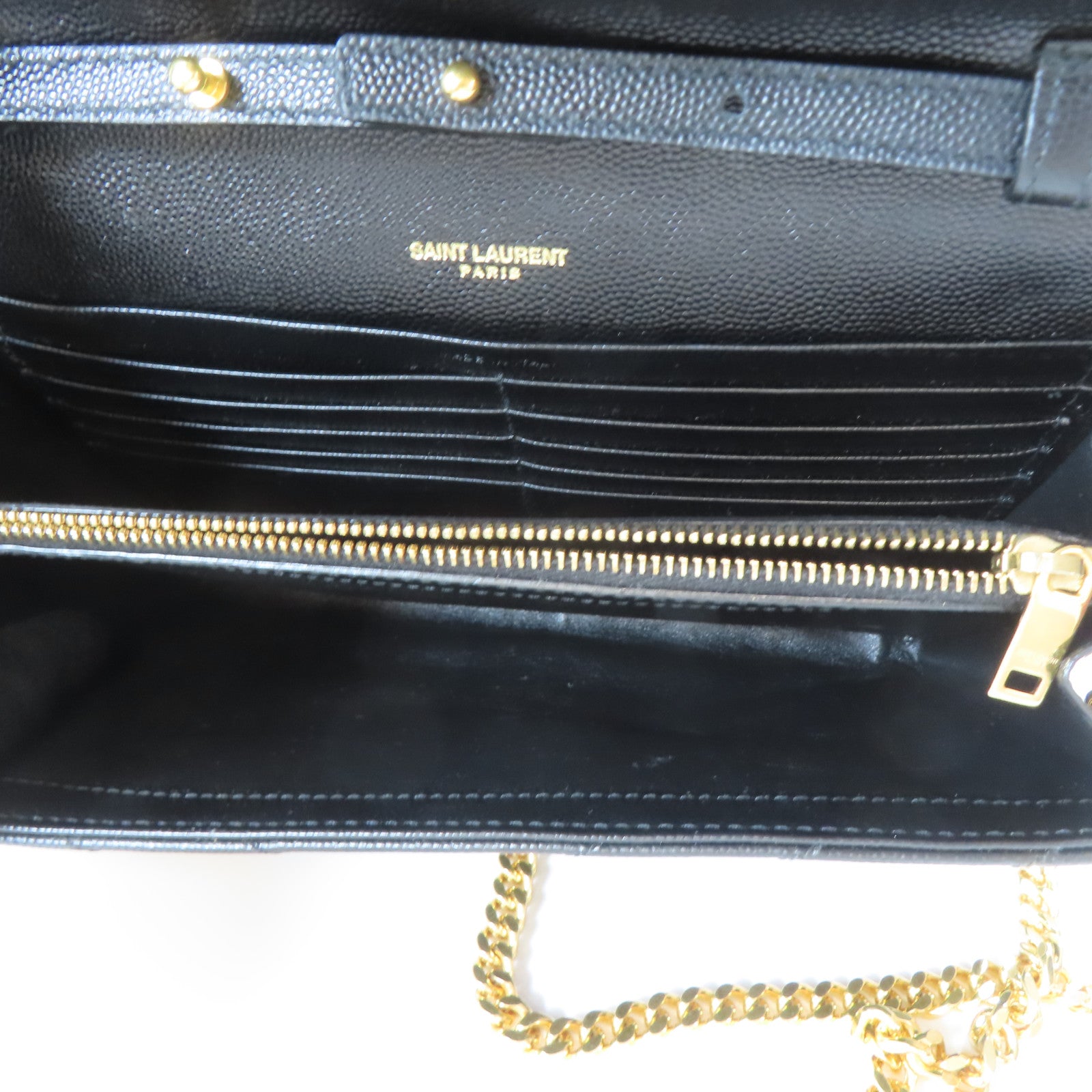 SAINT LAURENT 牛皮皮革Chain Shoulder Bag金扣鏈帶肩背袋黑色