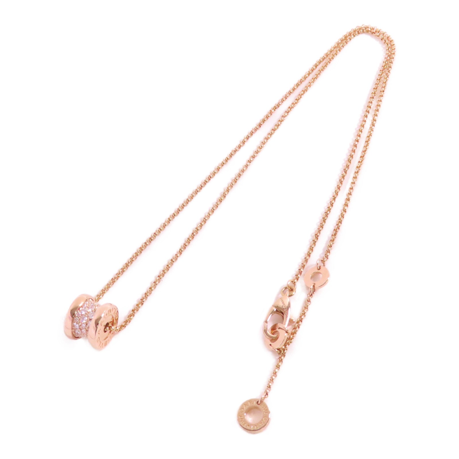 BVLGARI 18K玫瑰金/鑽石B.Zero1 Diamond Necklace金扣項鏈