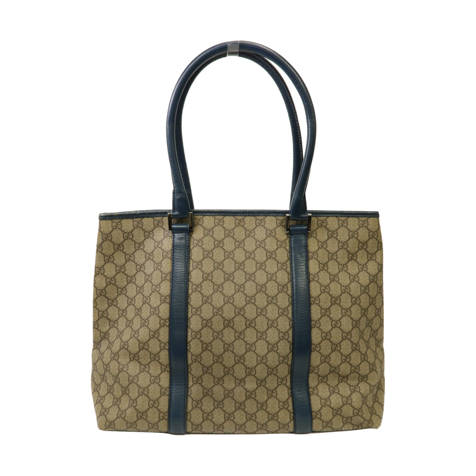 GUCCI 【激減優惠】塗層帆布Tote Bag銀扣手挽袋啡色/藍色