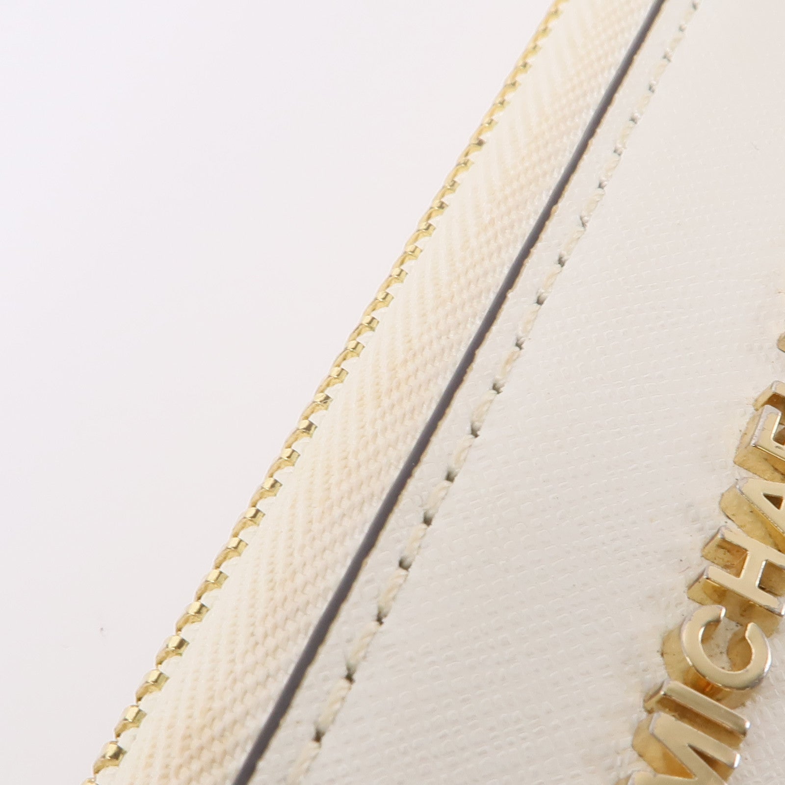 Michael Kors GHW Long Wallet Calfskin Leather White