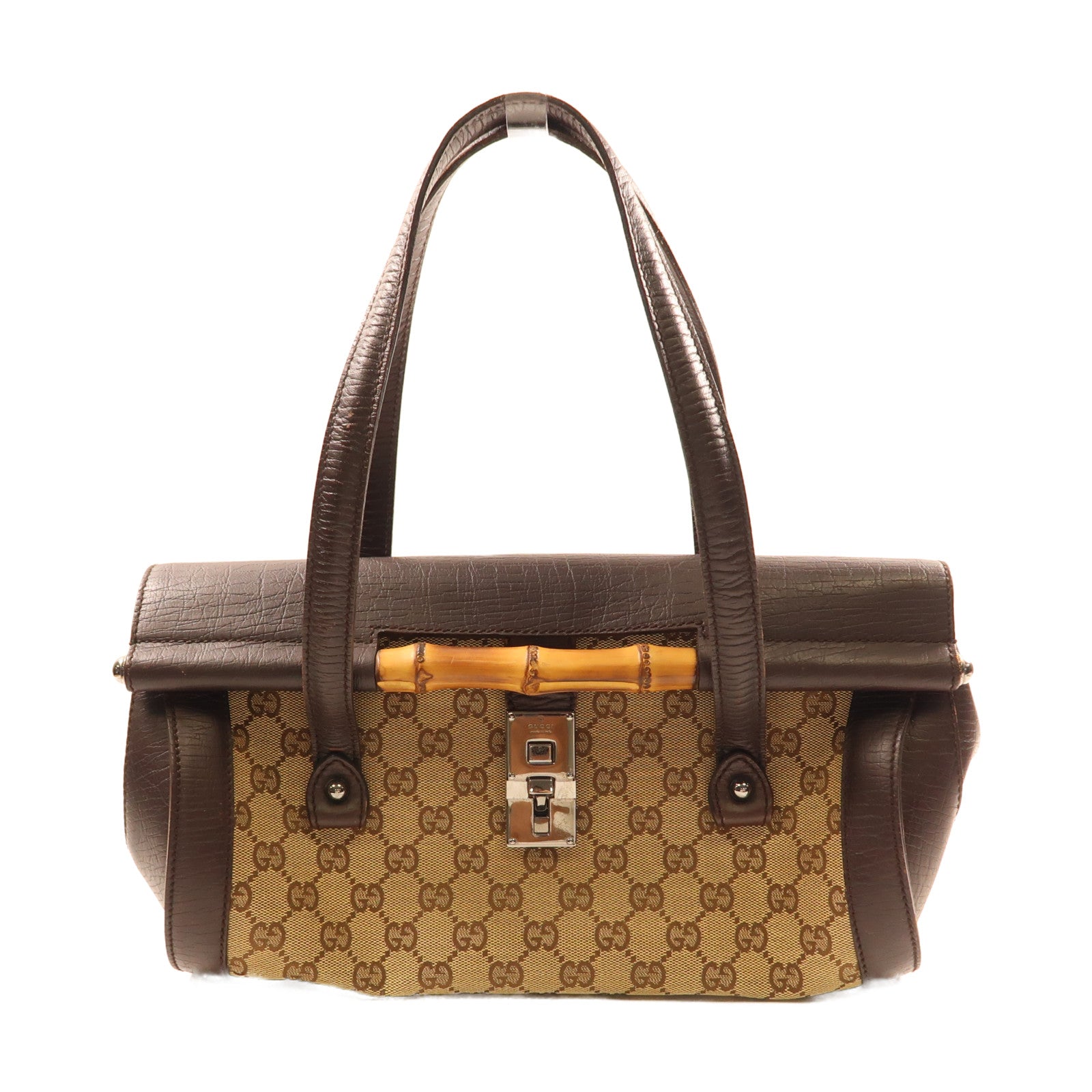 GUCCI 塗層帆布Hand Bag銀扣手挽袋
