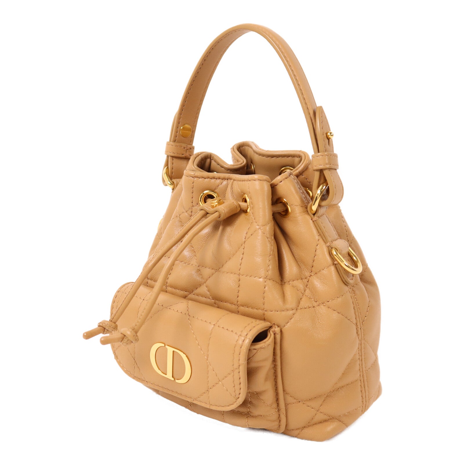 Dior 牛皮皮革Nano Caro Bucket Bag金扣手挽肩背兩用袋