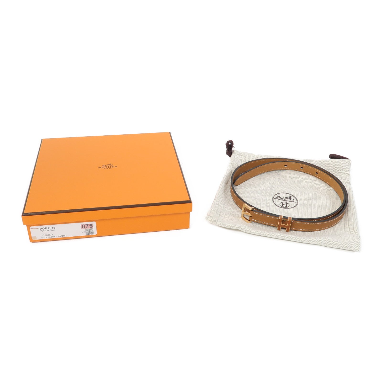 HERMES Epsom皮革Pop H Belt 75cm皮帶金色