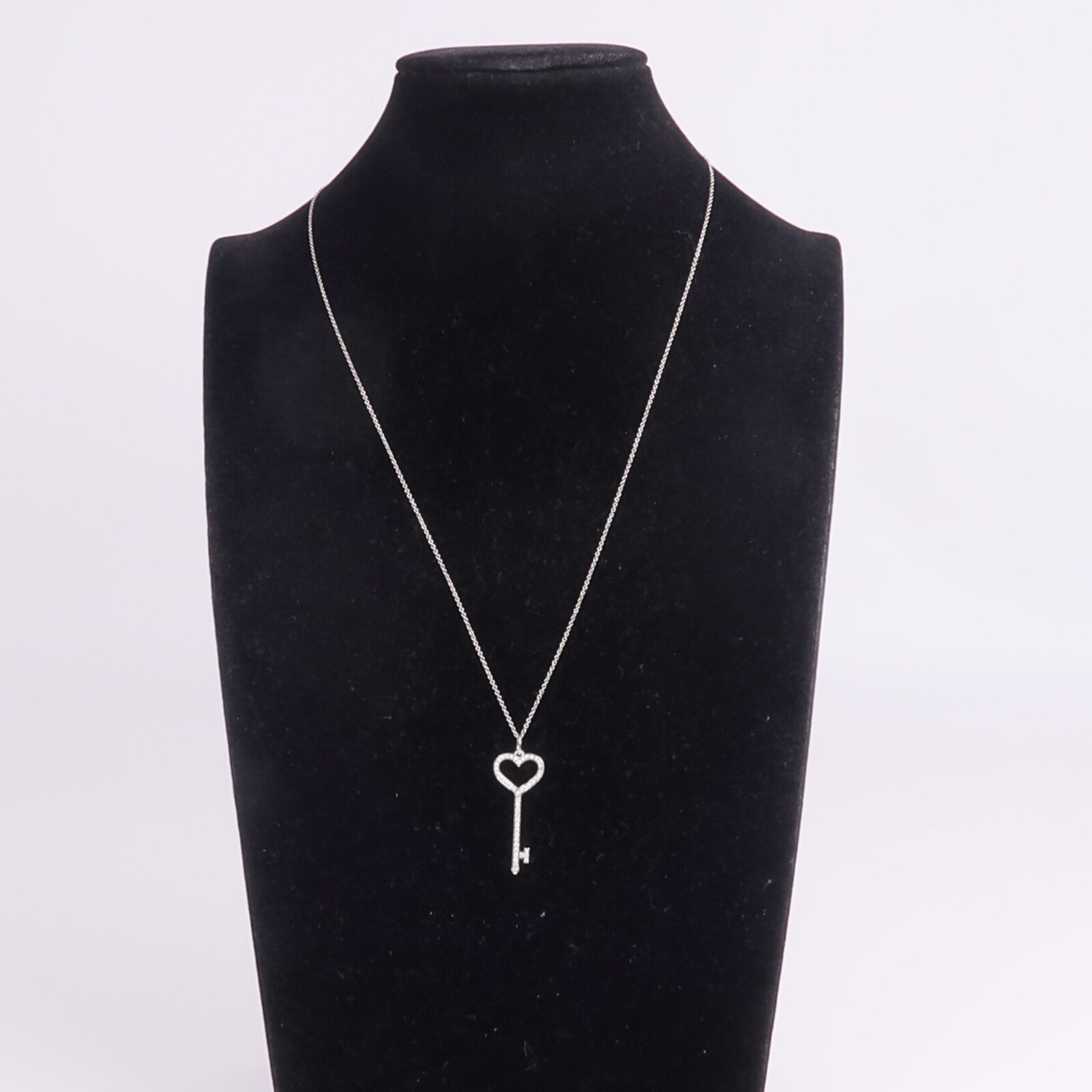 TIFFANY＆CO PT950鉑金Heart Key In Platinum With Diamonds鑽石項鍊