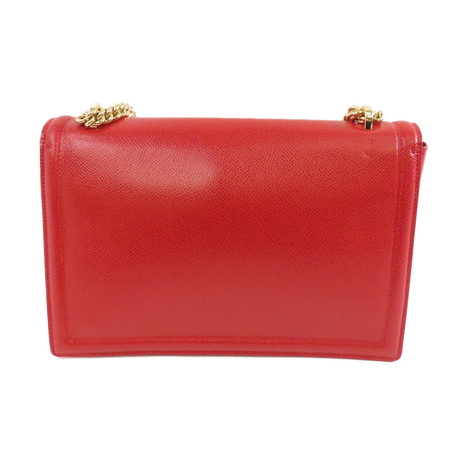 Salvatore Ferragamo 牛皮皮革Chain Shoulder Bag金扣鏈帶肩背袋紅色