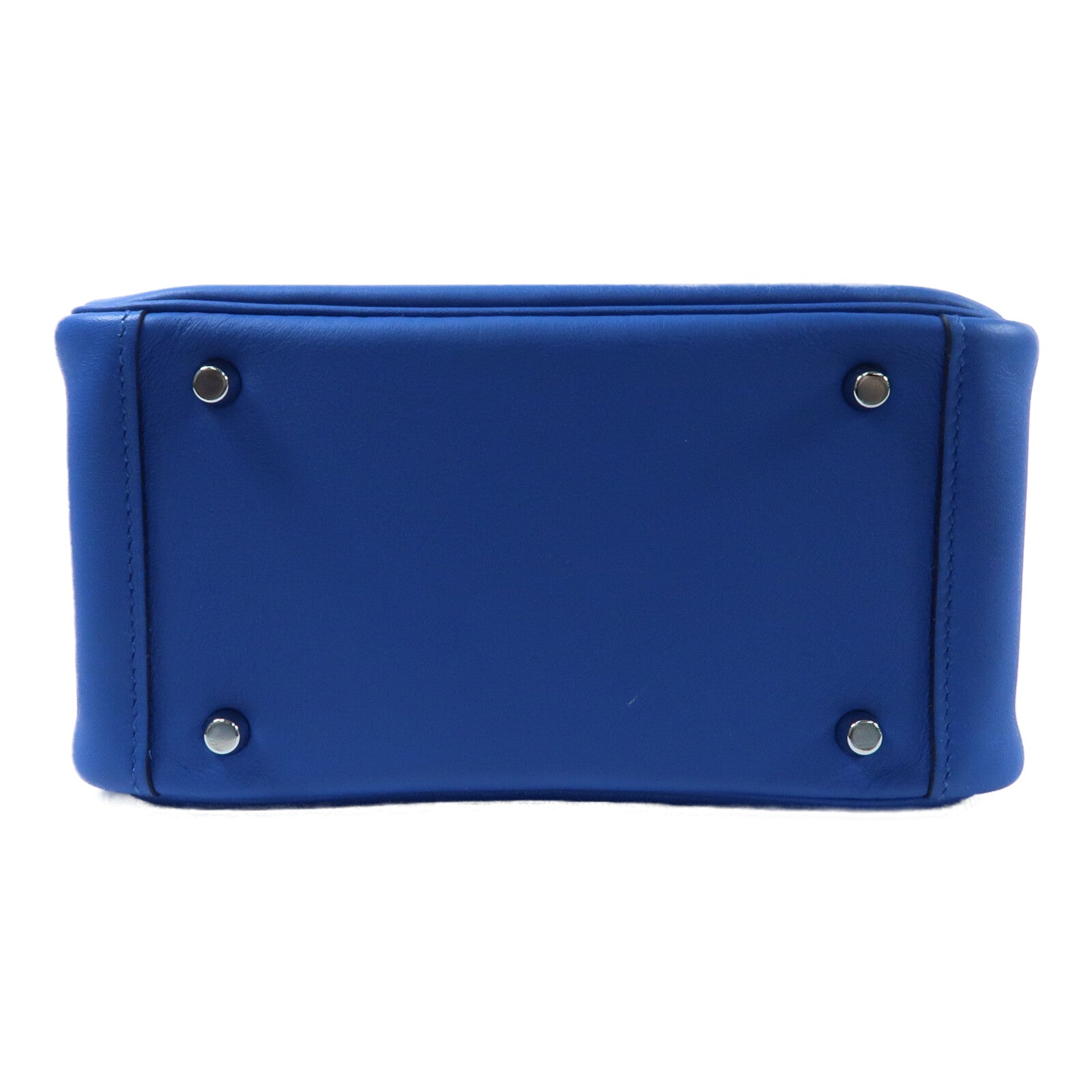 HERMES Swift皮革Mini Lindy銀扣手挽肩背兩用袋Bleu Royal/Bleu Saphir