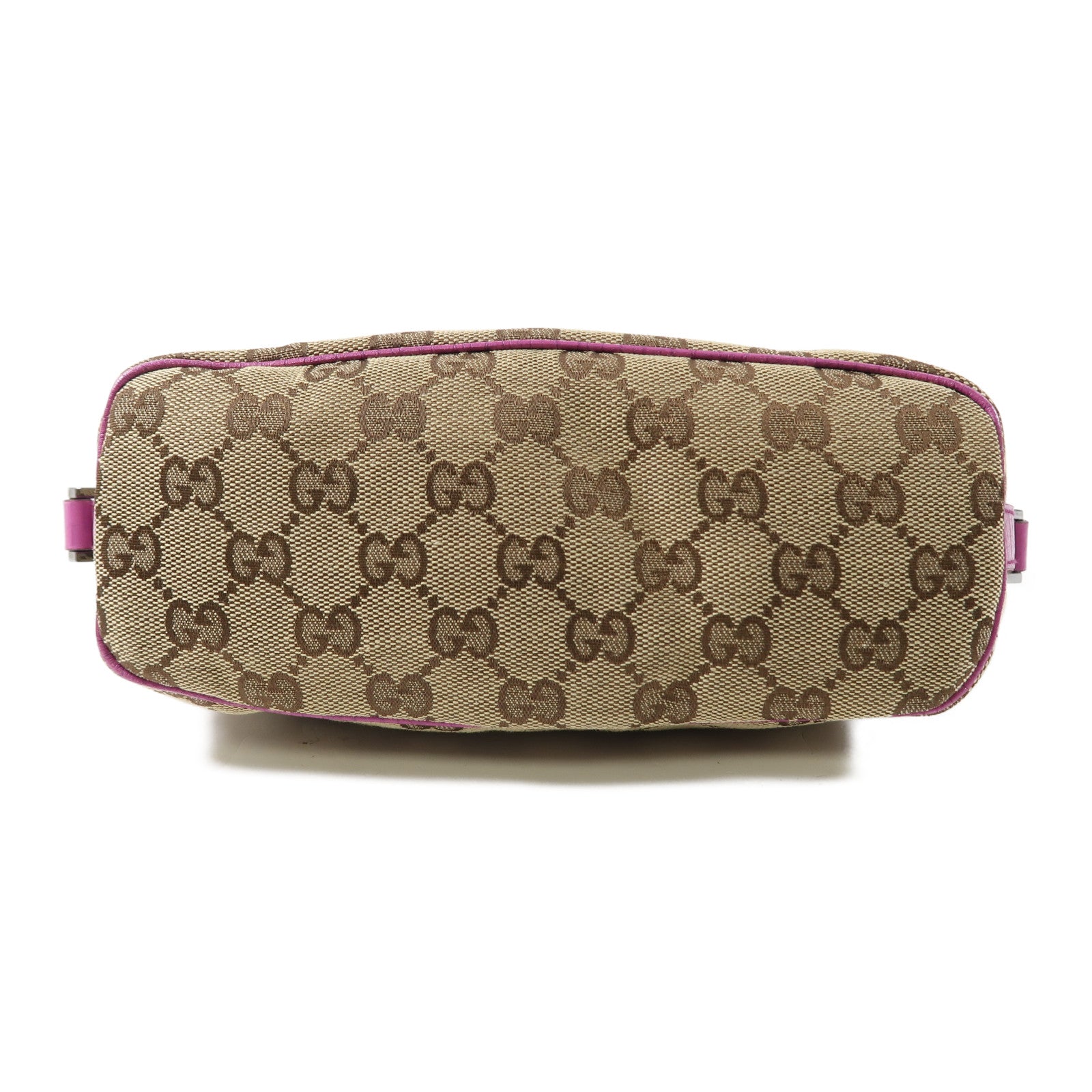 GUCCI 帆布Pouch銀扣手挽袋啡色/紫色
