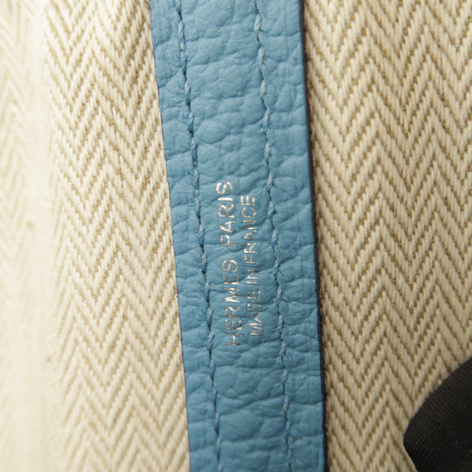 HERMES 【激減優惠】Country皮革Garden Party PM銀扣手挽袋P3 Bleu Du Nord