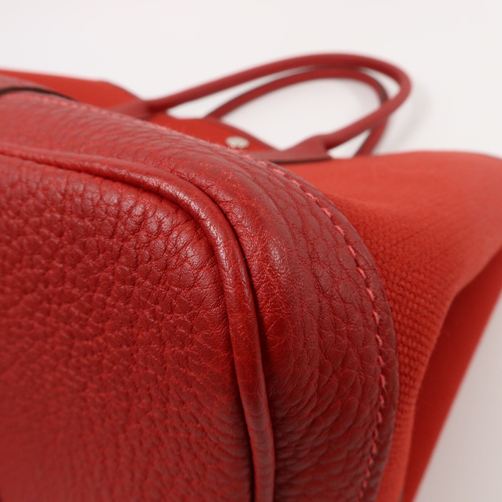 HERMES 帆布GardenParty PM手挽袋Rough Grenat