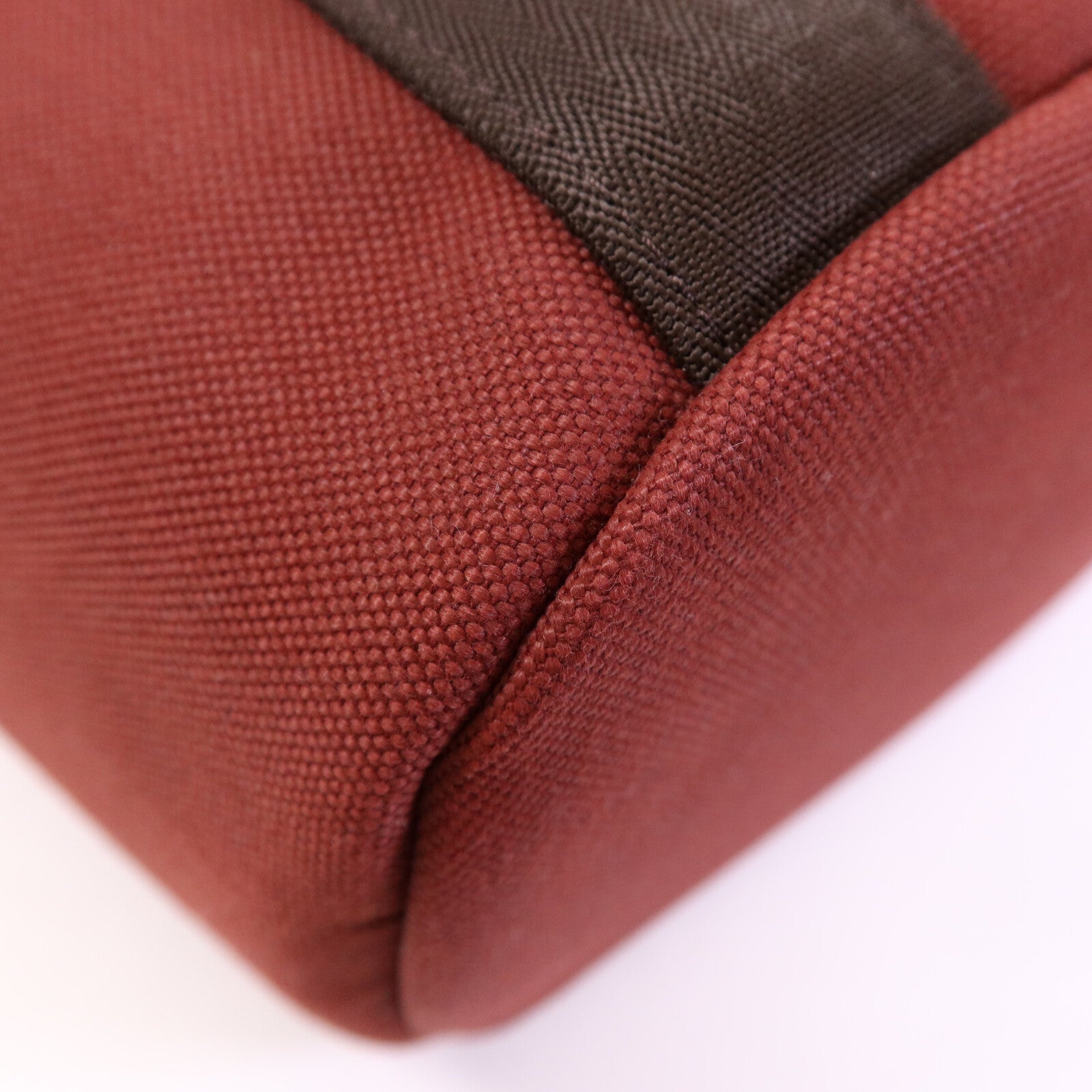 HERMES 帆布Grooming Bag銀扣手挽肩背兩用袋Rouge H/Chocolat