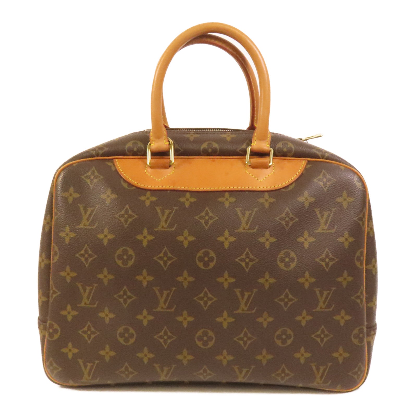 LOUIS VUITTON Monogram Deauville金扣手挽袋棕色
