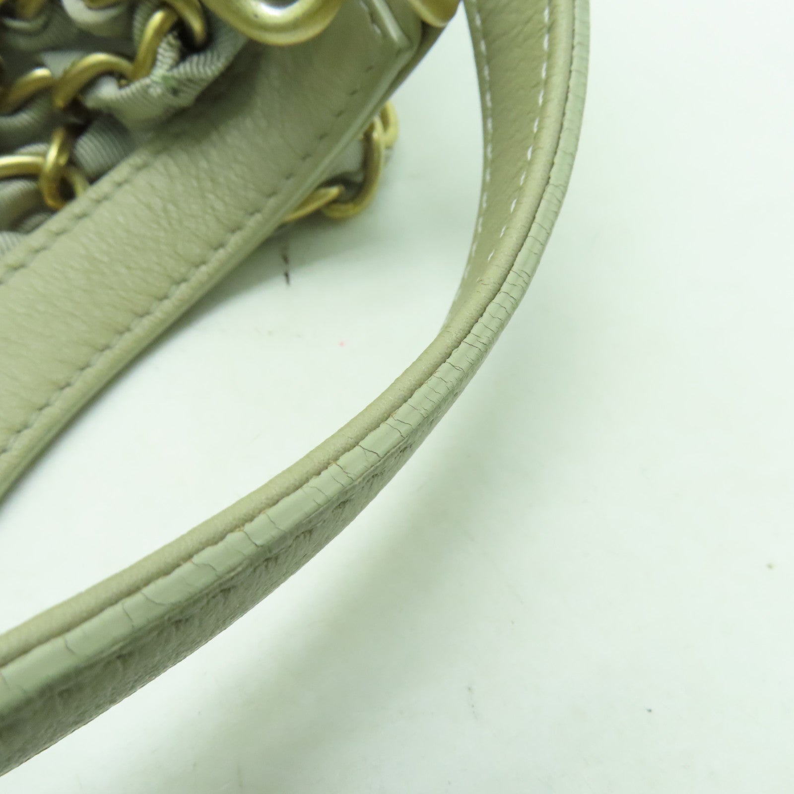 CHANEL **【清倉大減價】尼龍Chain Shoulder Bag金扣鏈帶肩背袋米色