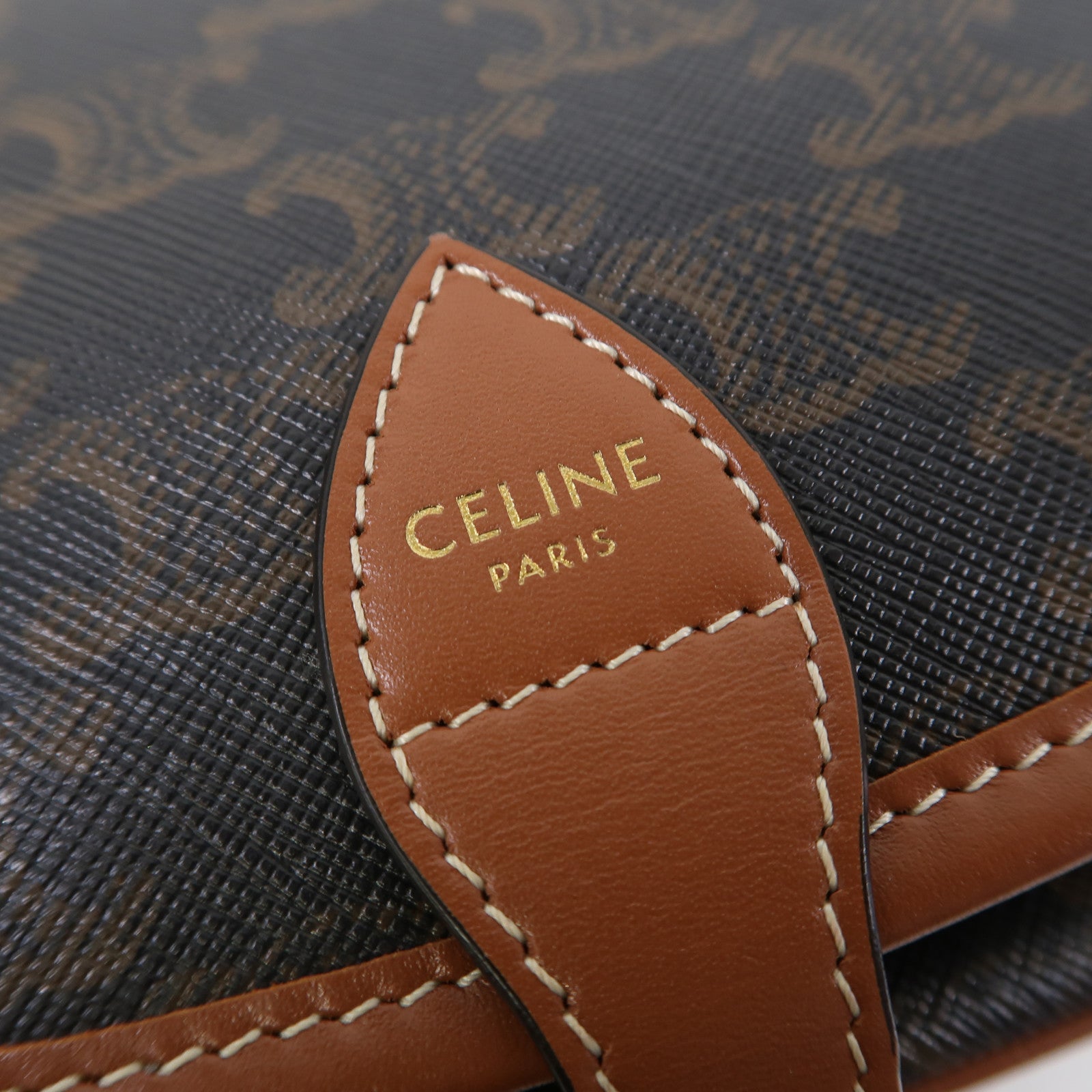 CELINE 塗層帆布Shoulder Bag金扣肩背袋啡色