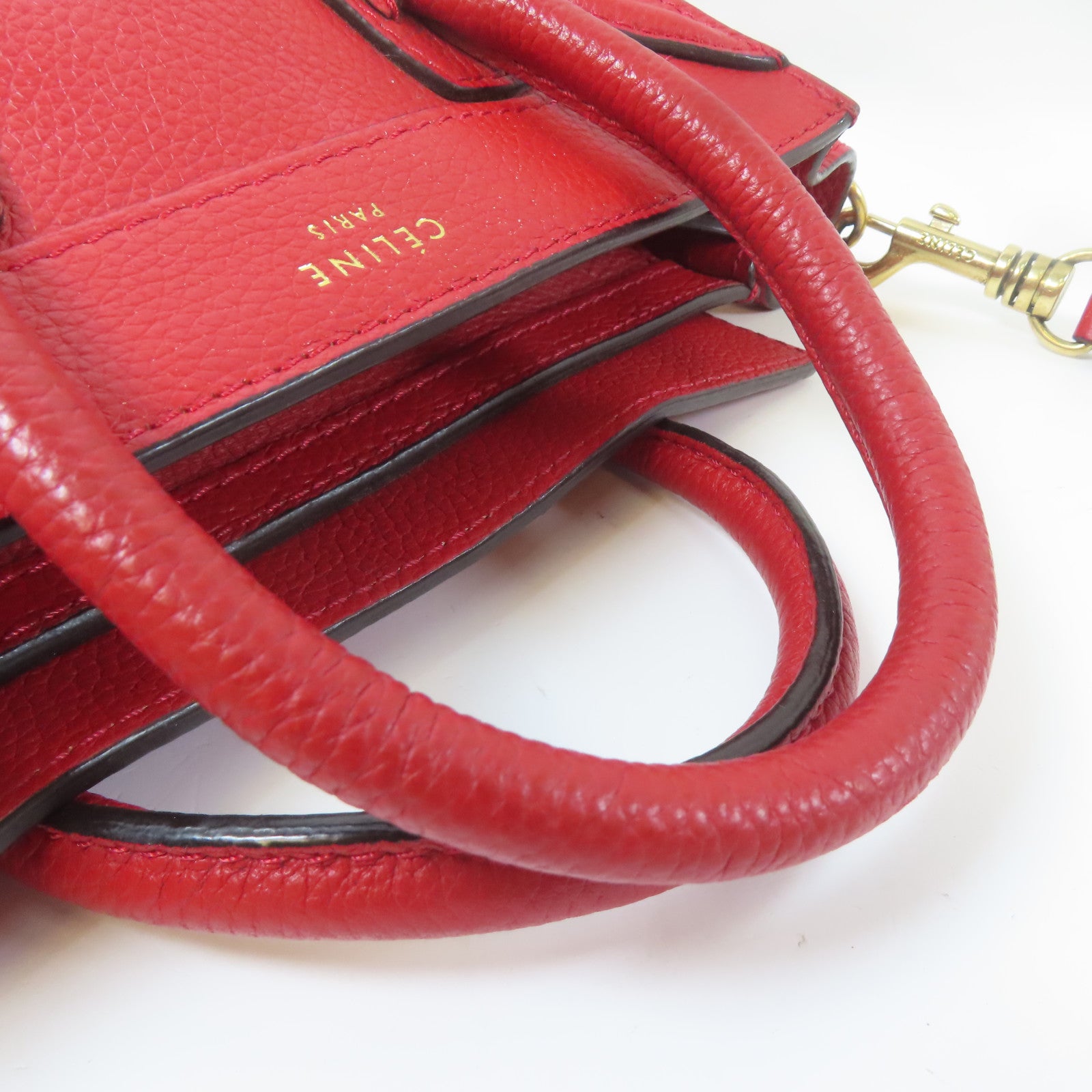 CELINE 牛皮皮革Luggage金扣手挽肩背兩用袋紅色