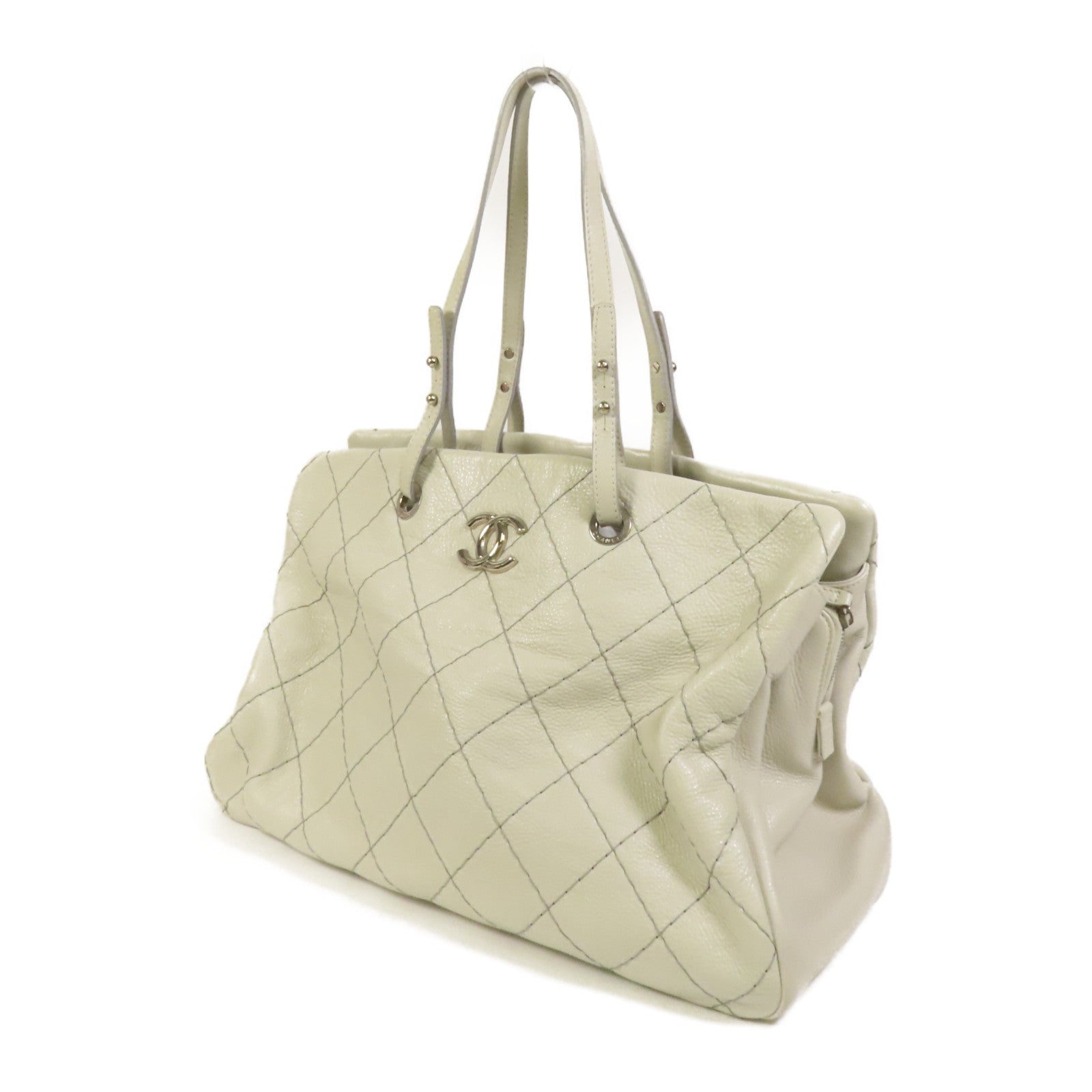 CHANEL 牛皮皮革Chain Shoulder銀扣肩背袋