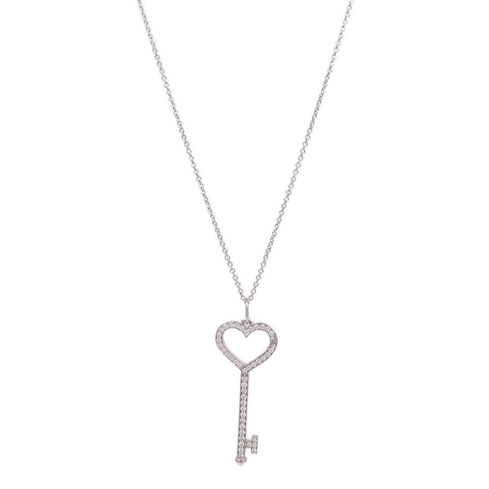 TIFFANY＆CO PT950鉑金Heart Key In Platinum With Diamonds鑽石項鍊