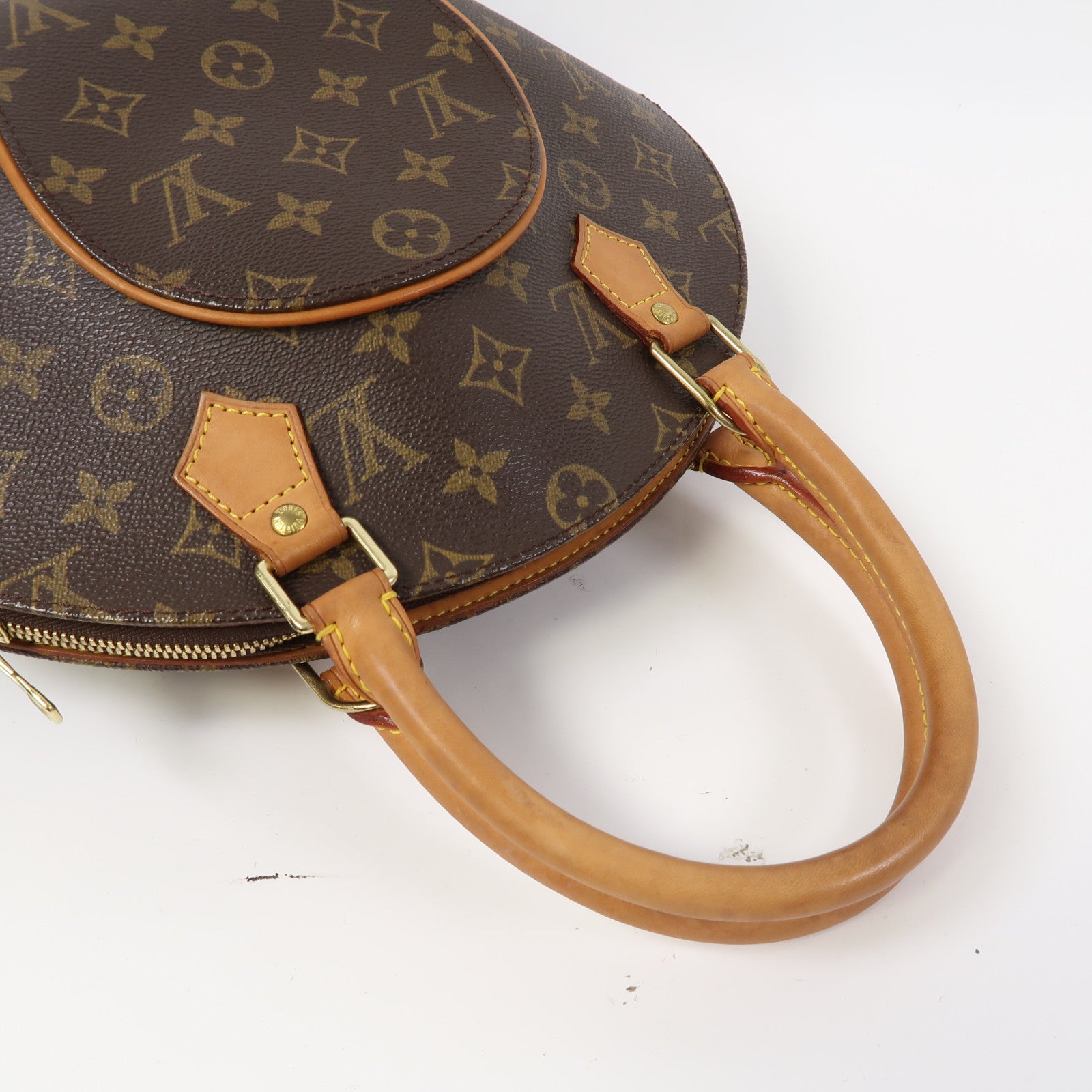 LOUIS VUITTON Monogram Ellipse PM金扣手挽袋啡色
