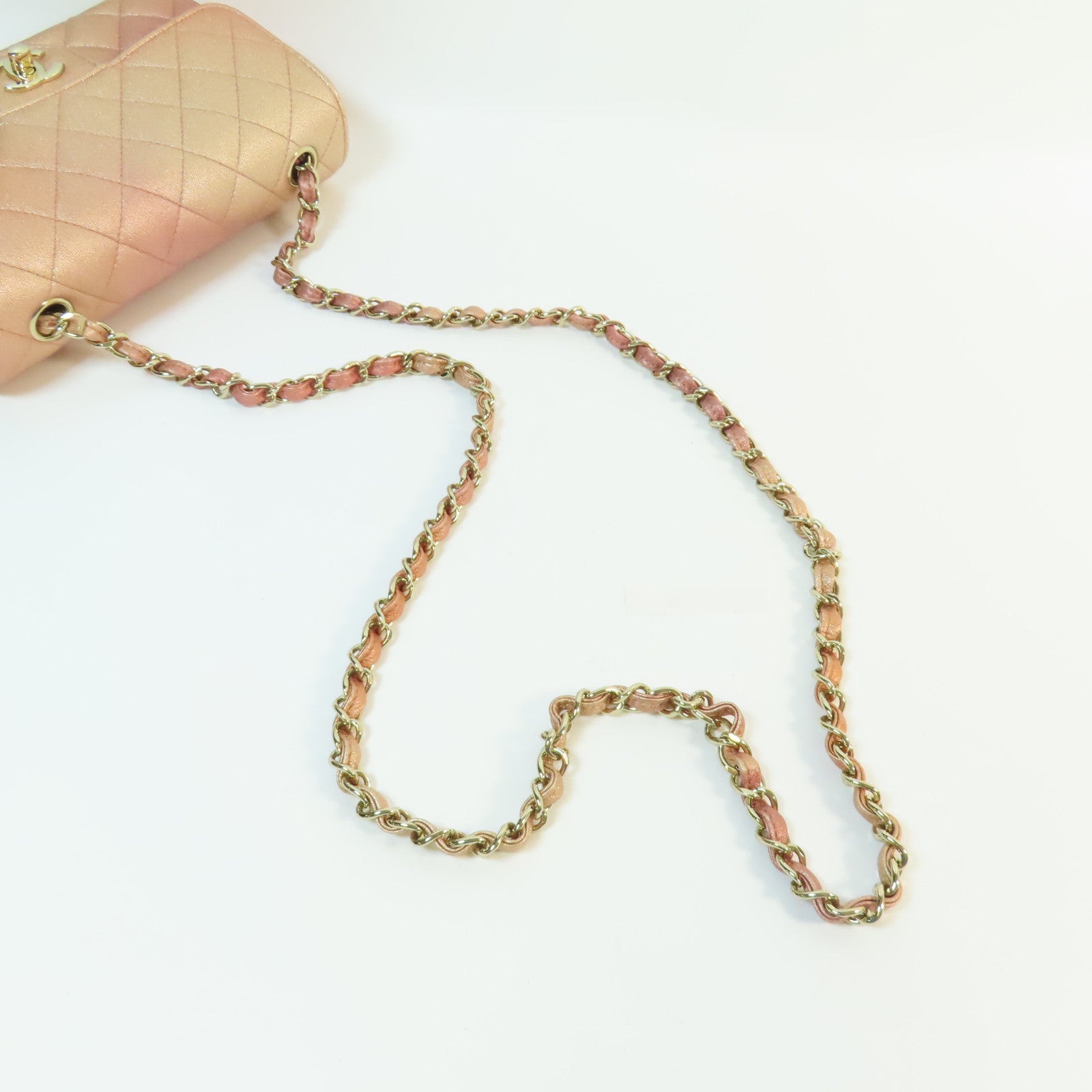 CHANEL 牛皮皮革Mini Classic 20金扣鏈帶肩背袋