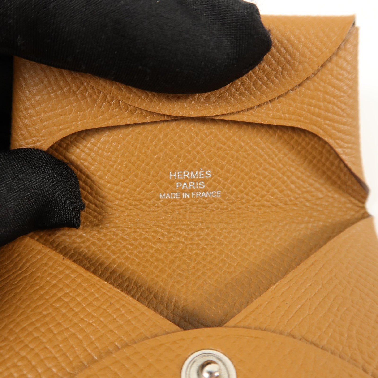 HERMES Epsom皮革Bastia零錢包Gold