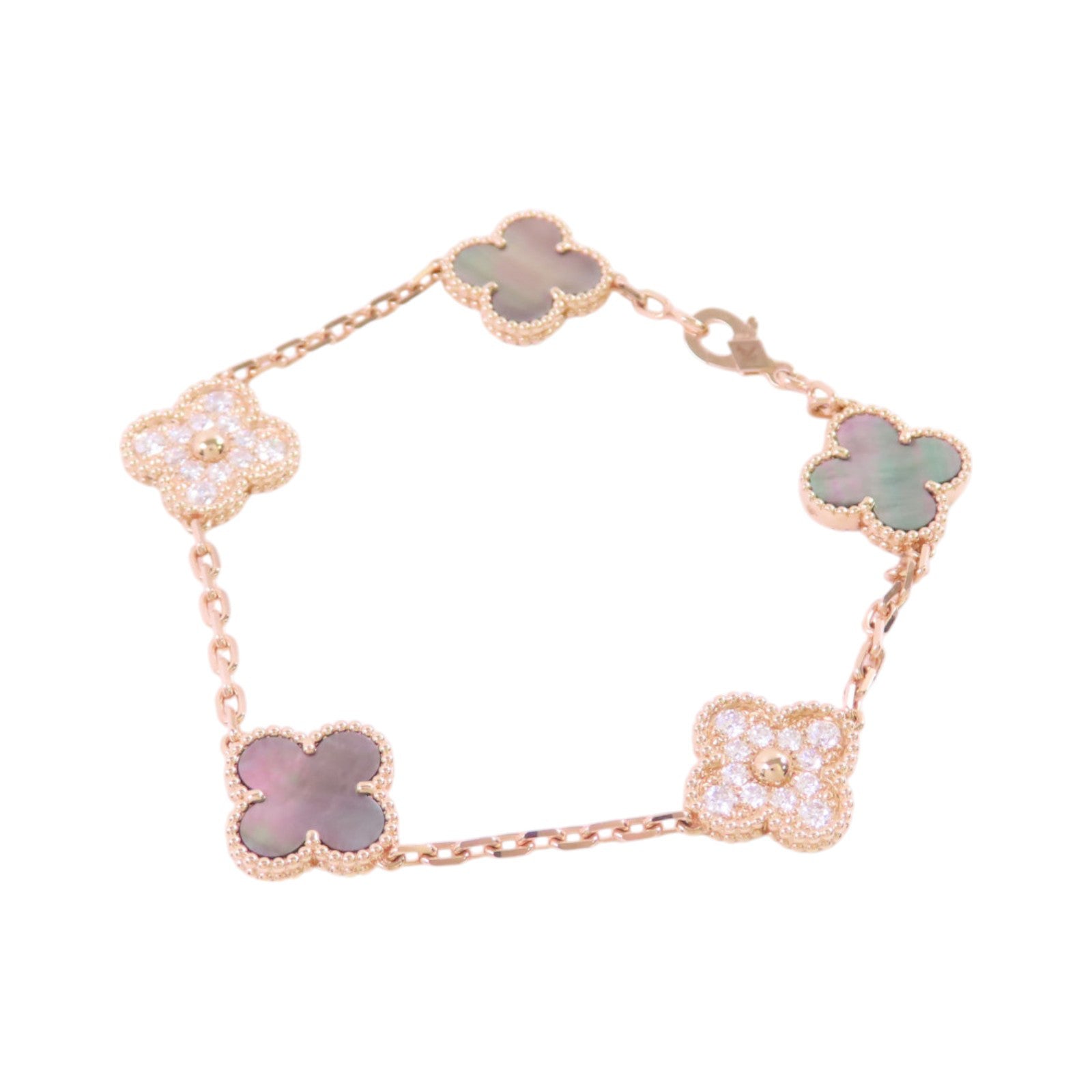 Van Cleef & Arpels 18K玫瑰金/鑽石/珍珠母Vintage Alhambra Bracelet手鏈