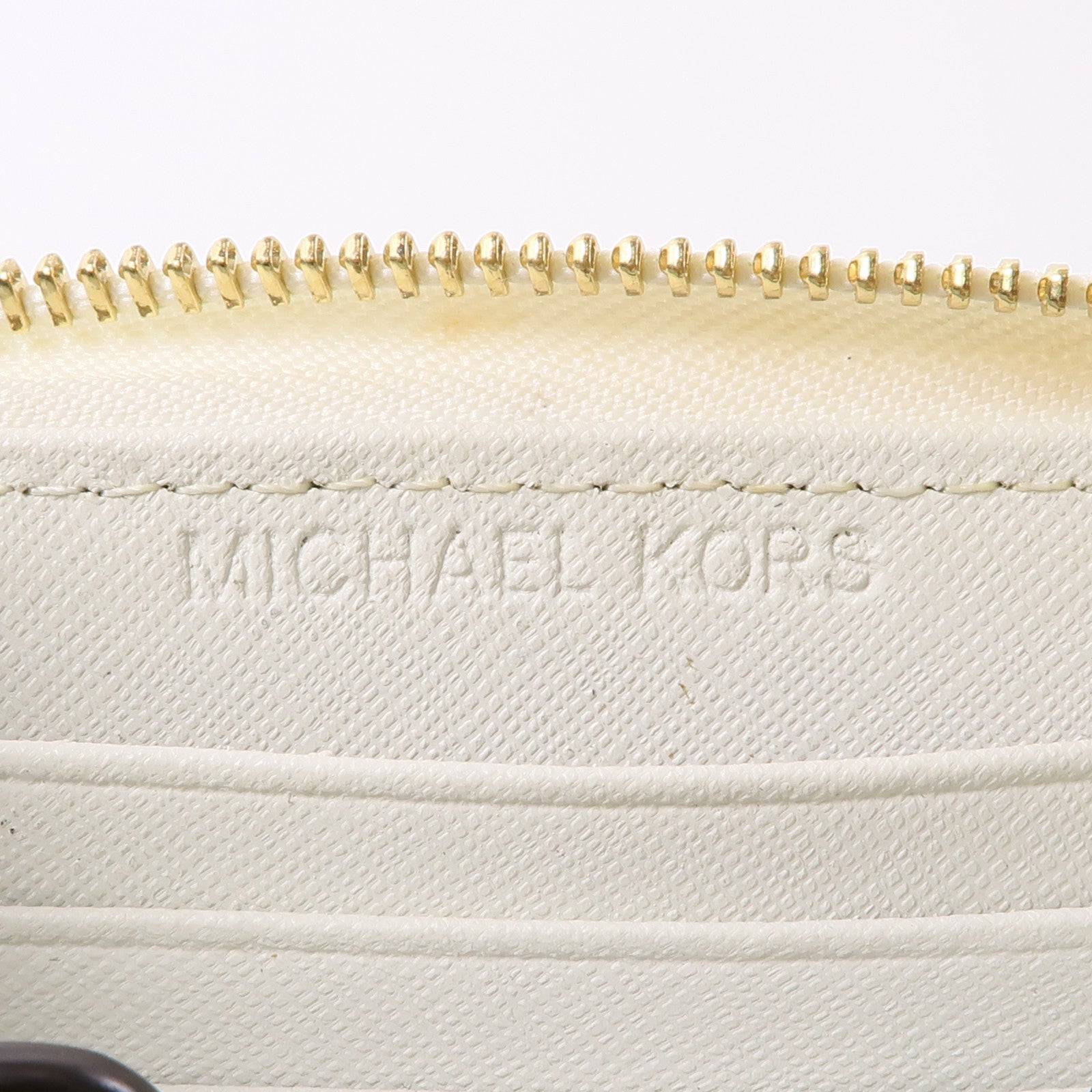 Michael Kors GHW Long Wallet Calfskin Leather White