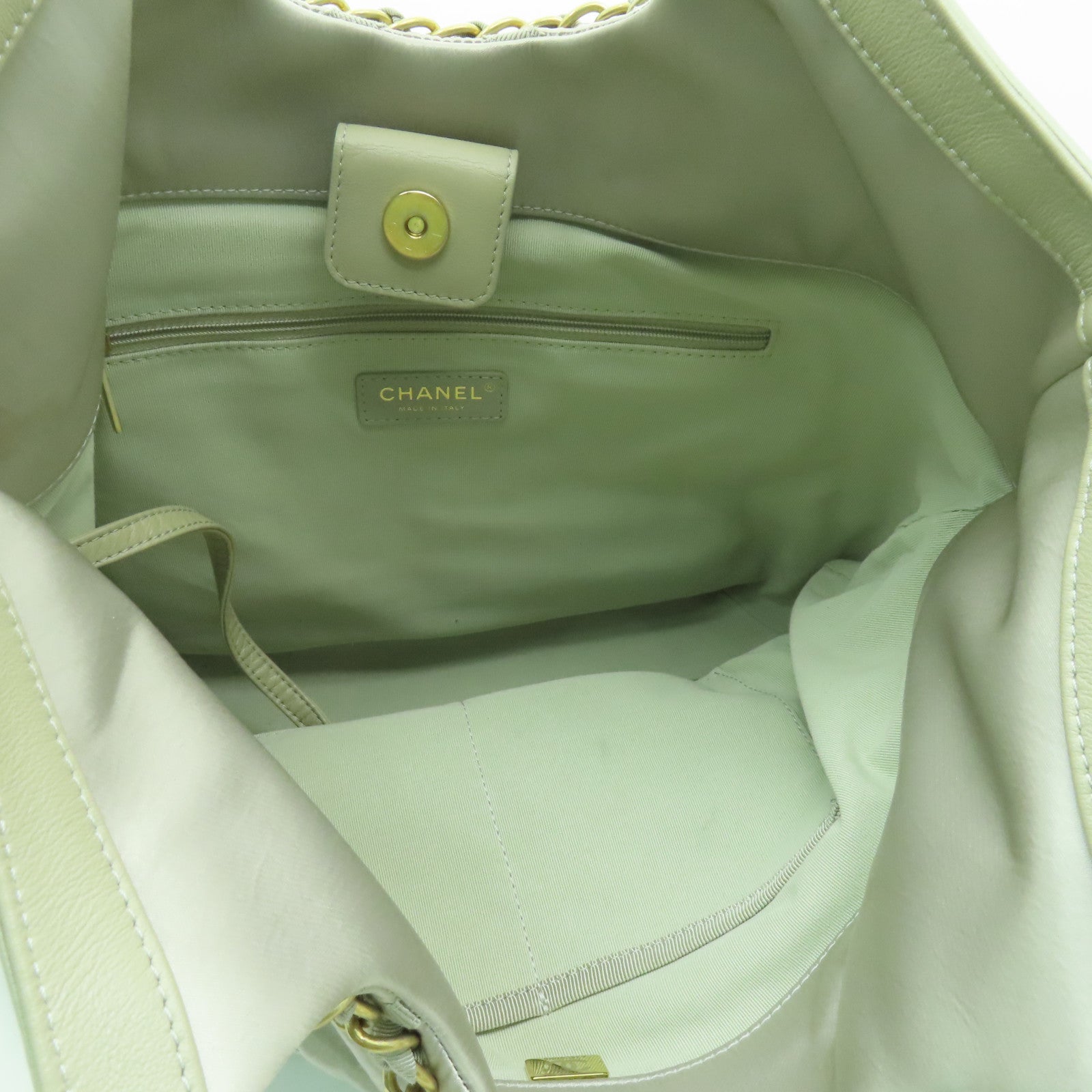 CHANEL **【清倉大減價】尼龍Chain Shoulder Bag金扣鏈帶肩背袋米色