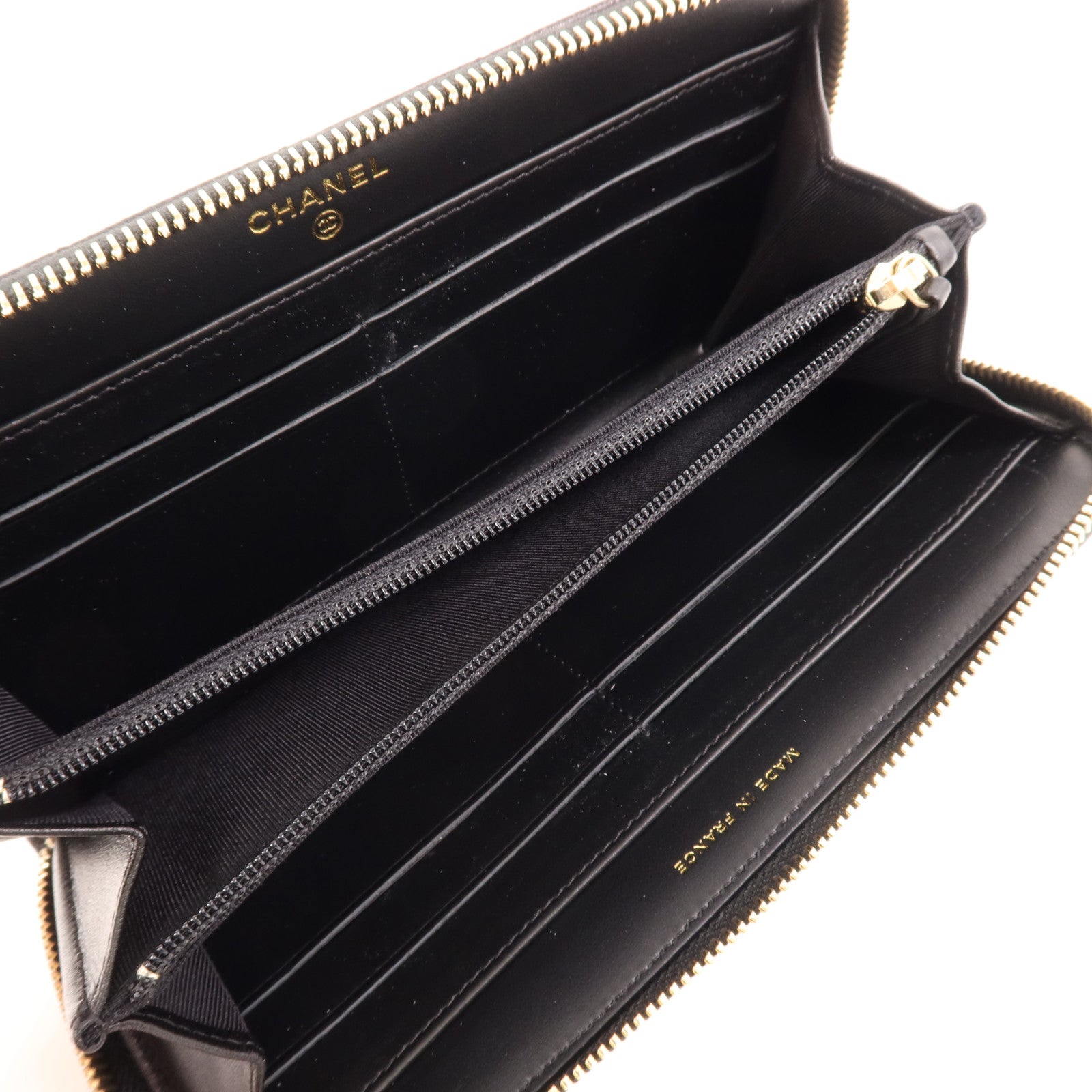 CHANEL 牛皮皮革Long Wallet金扣長錢包