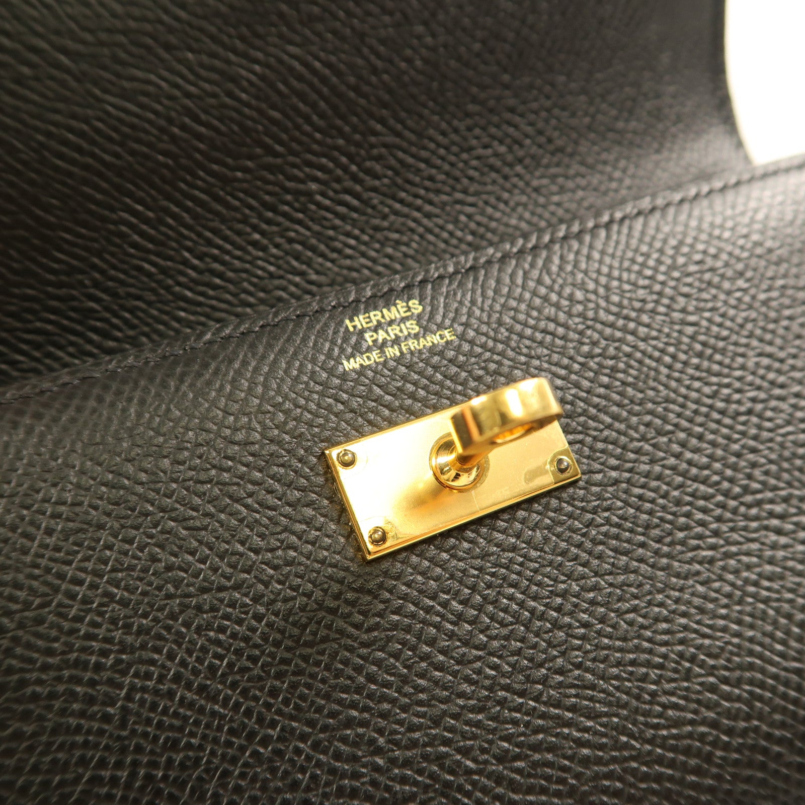 HERMES Epsom皮革Kelly Wallet Compact金扣長錢包Noir