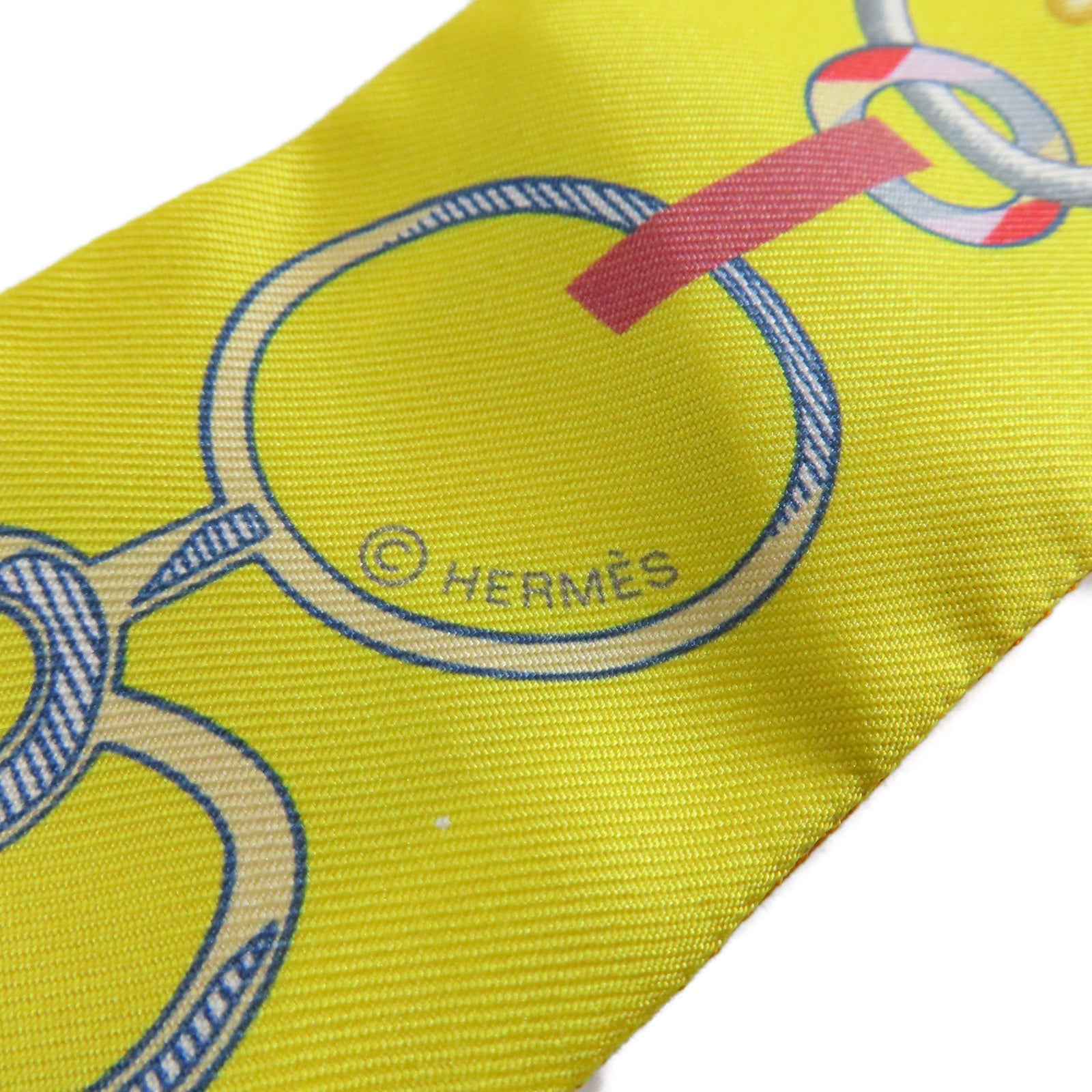 HERMES 【激減優惠】絲質Twilly絲巾黃色/橙色