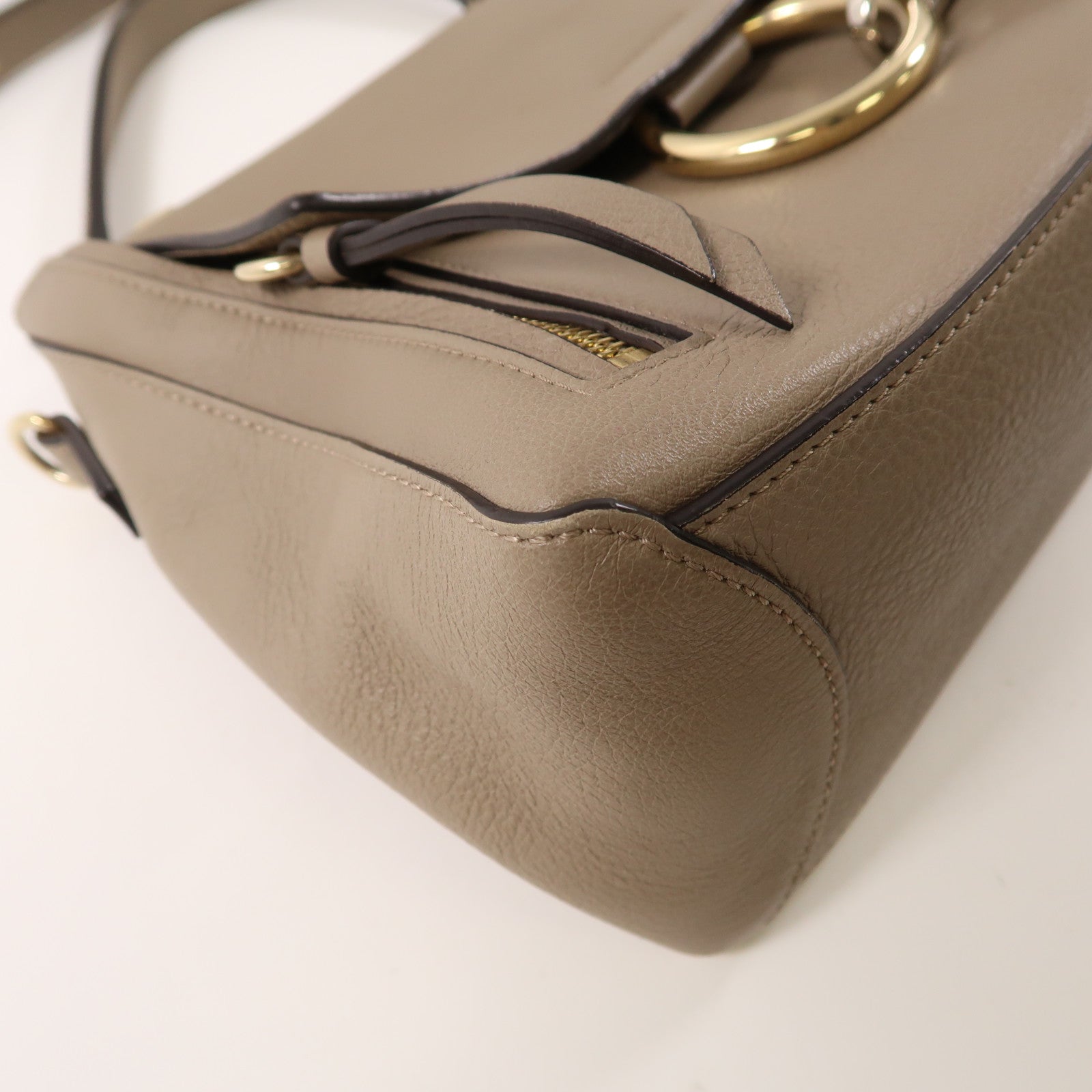 Chloe 牛皮皮革Faye Bag金扣手挽肩背兩用袋灰色