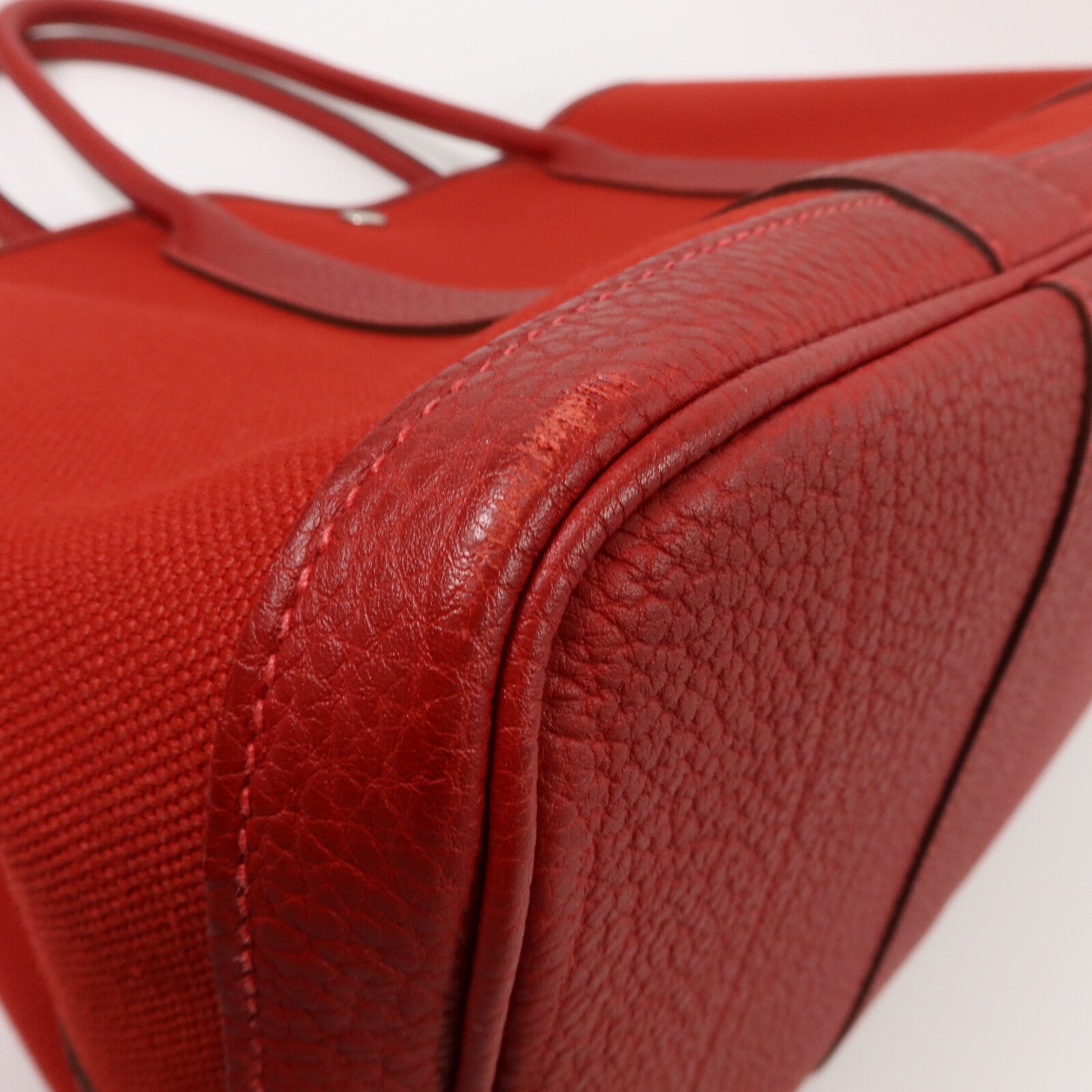 HERMES 帆布GardenParty PM手挽袋Rough Grenat